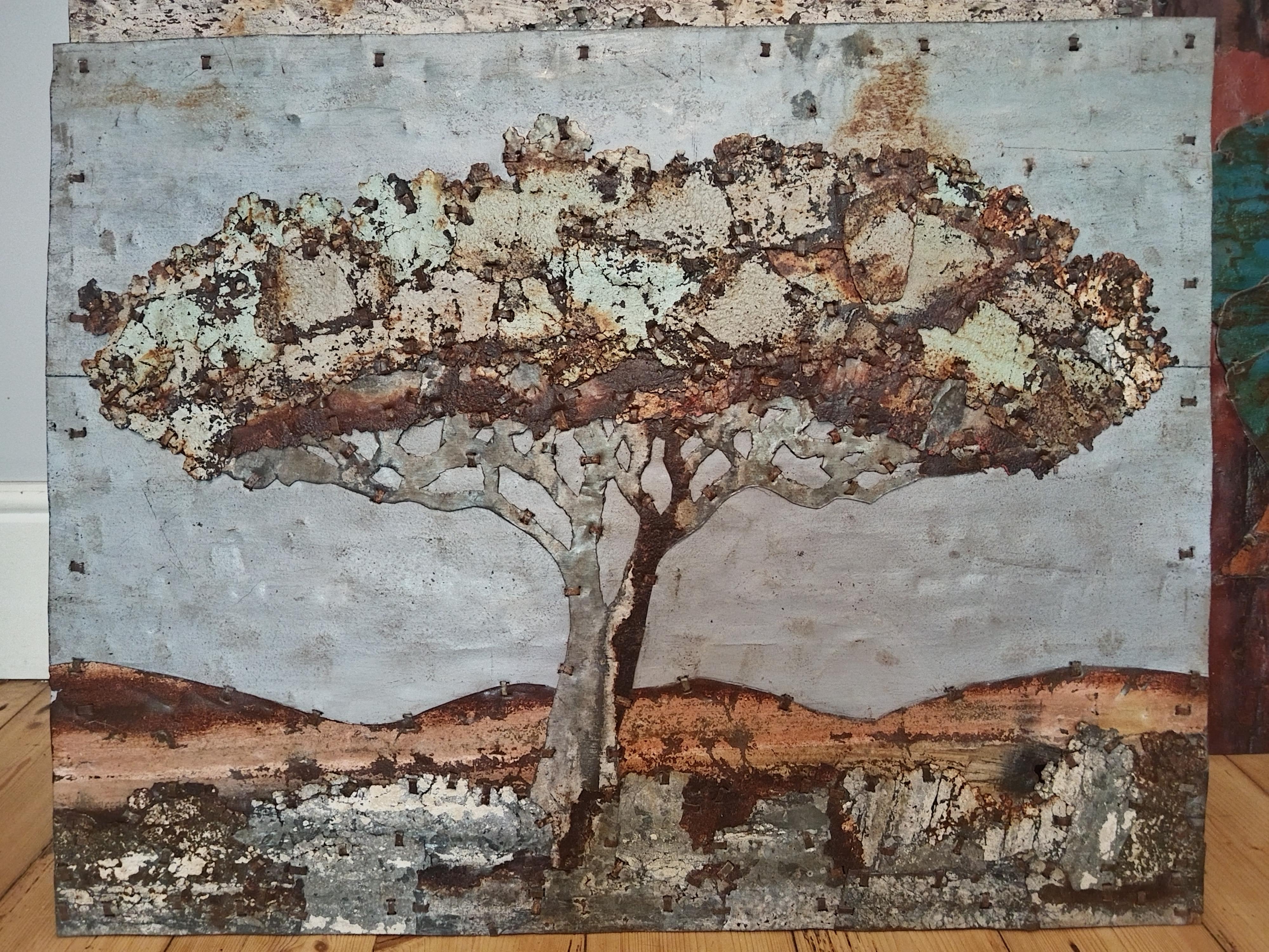 Abstract Tree Rusted Metal Composition 