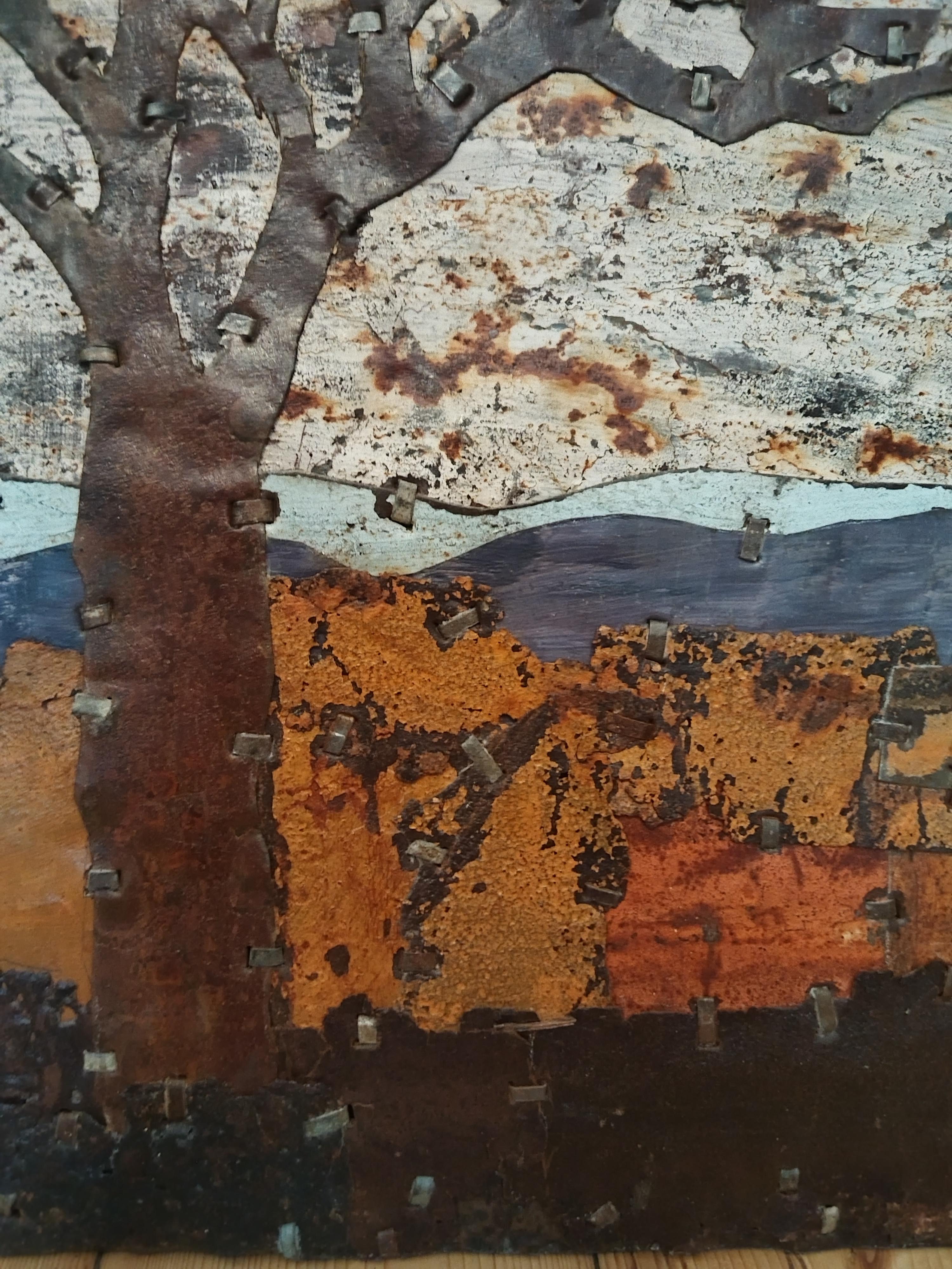 Abstract Tree Rusted Metal Composition 