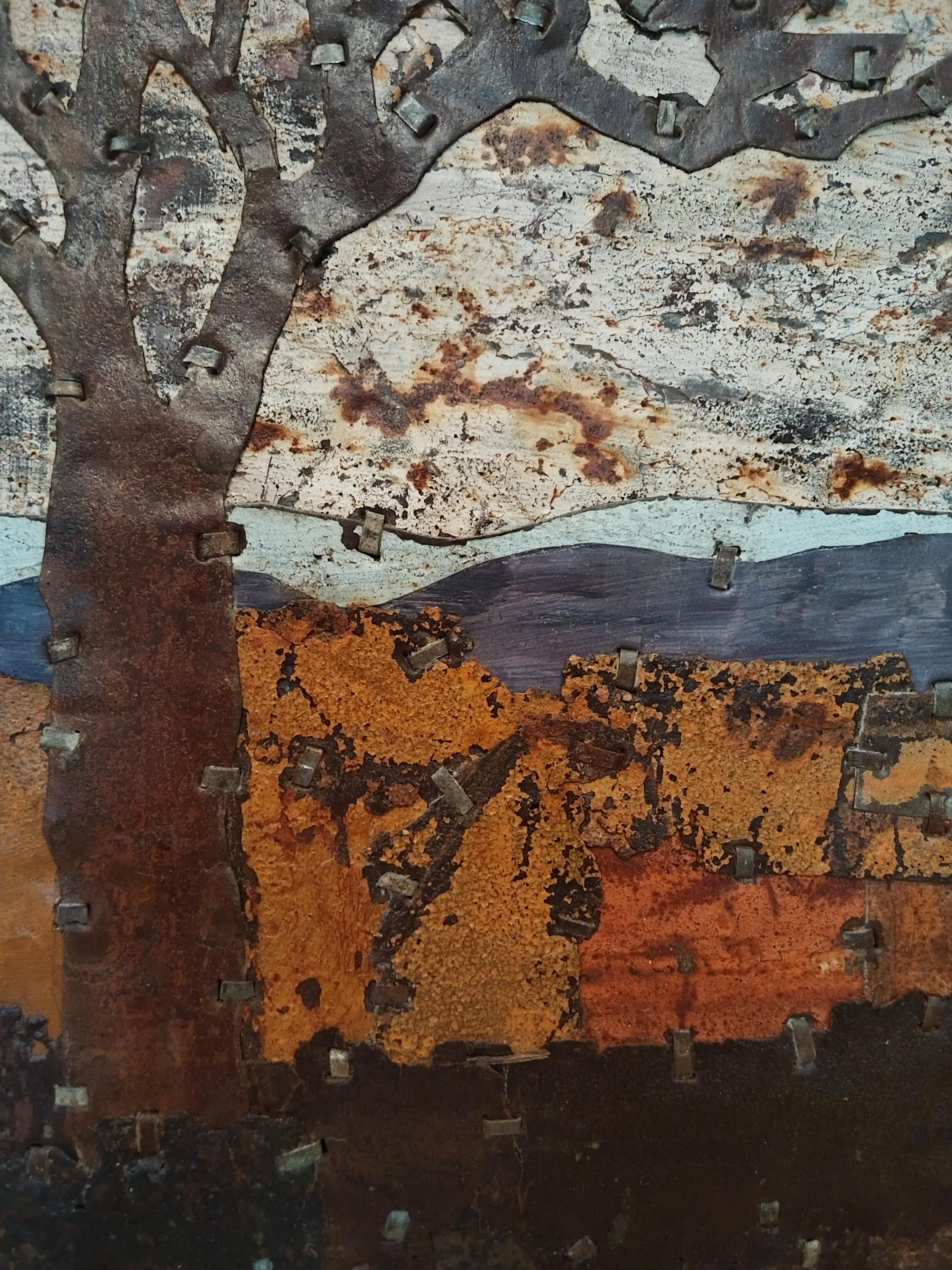 Abstract Tree Rusted Metal Composition 