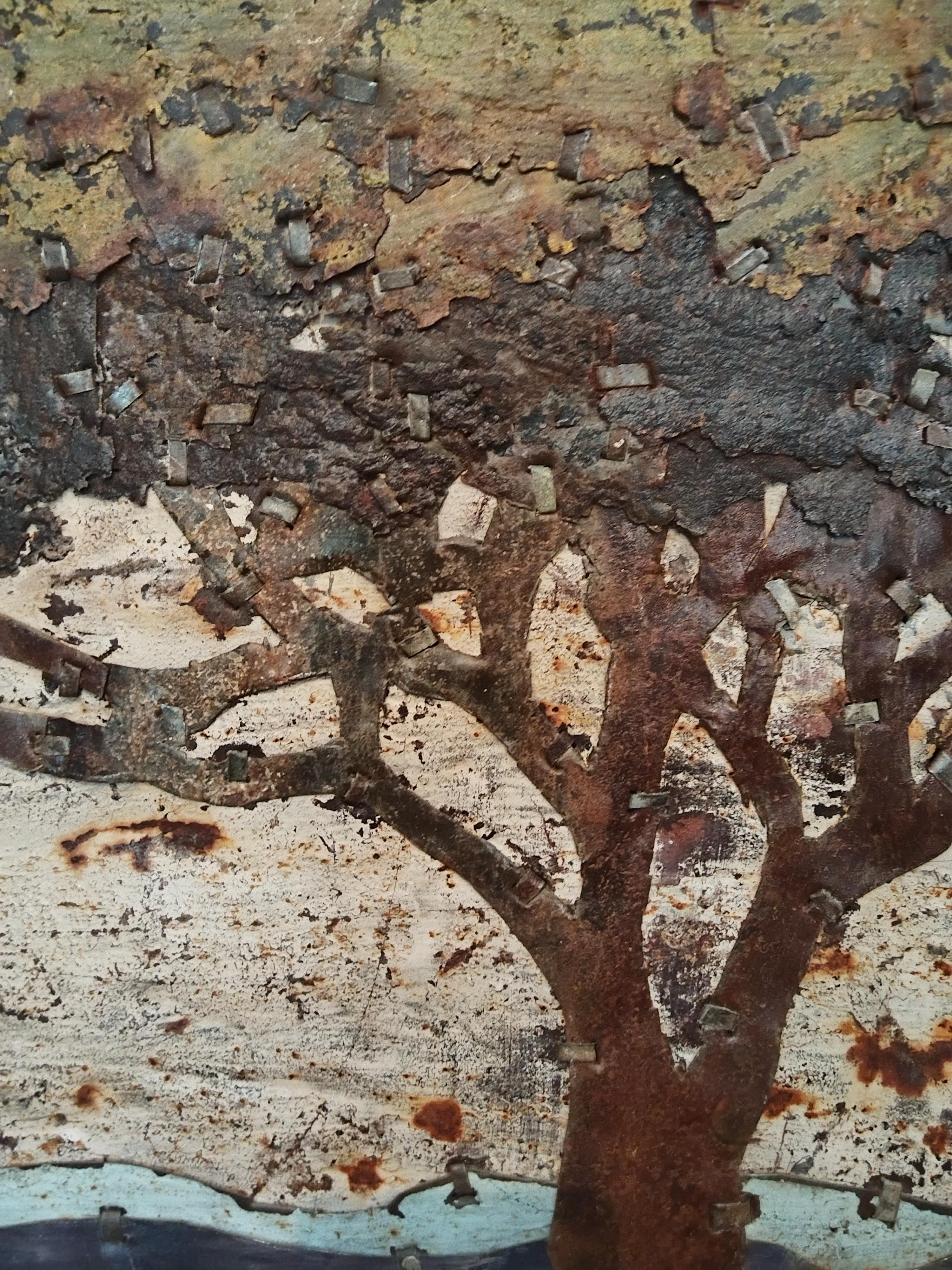 Abstract Tree Rusted Metal Composition 