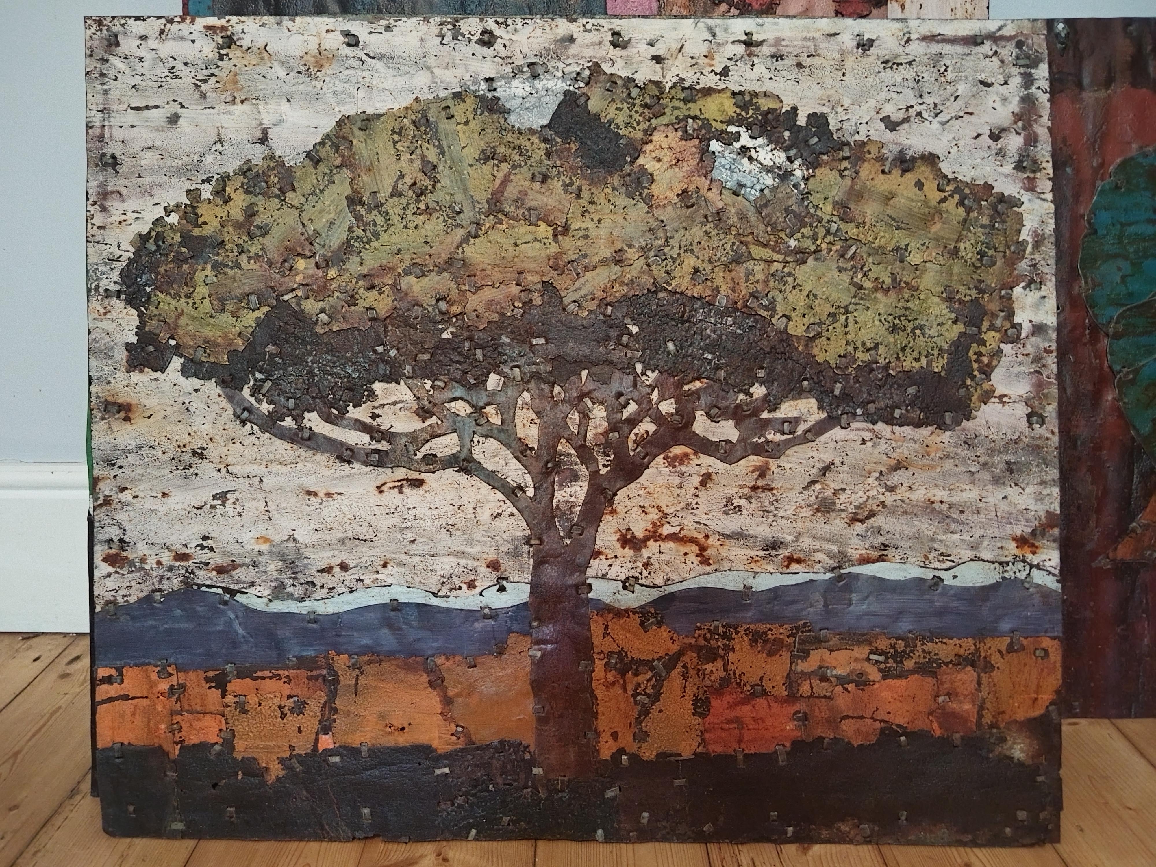 Abstract Tree Rusted Metal Composition 