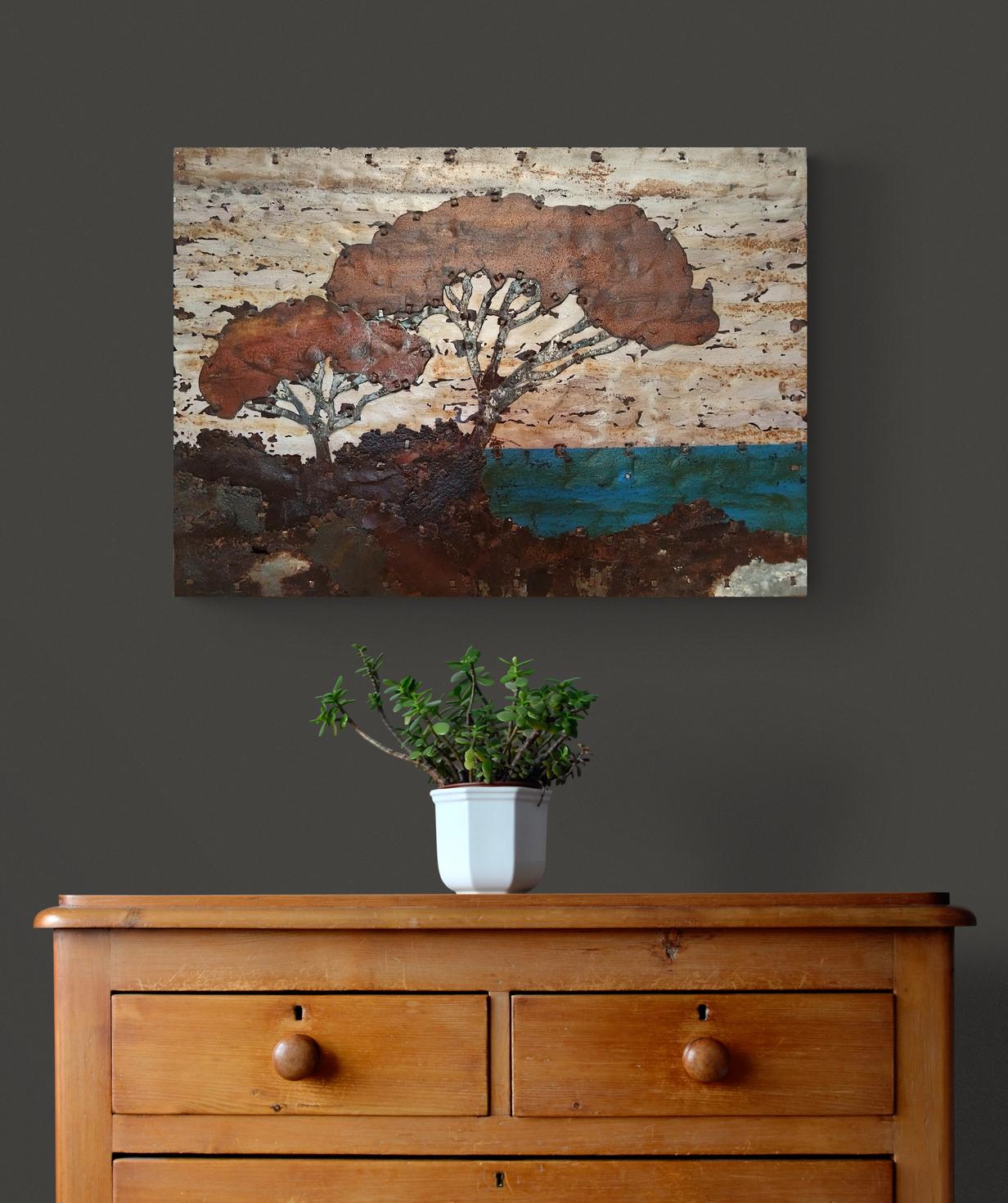 Abstract Tree Rusted Metal Composition 