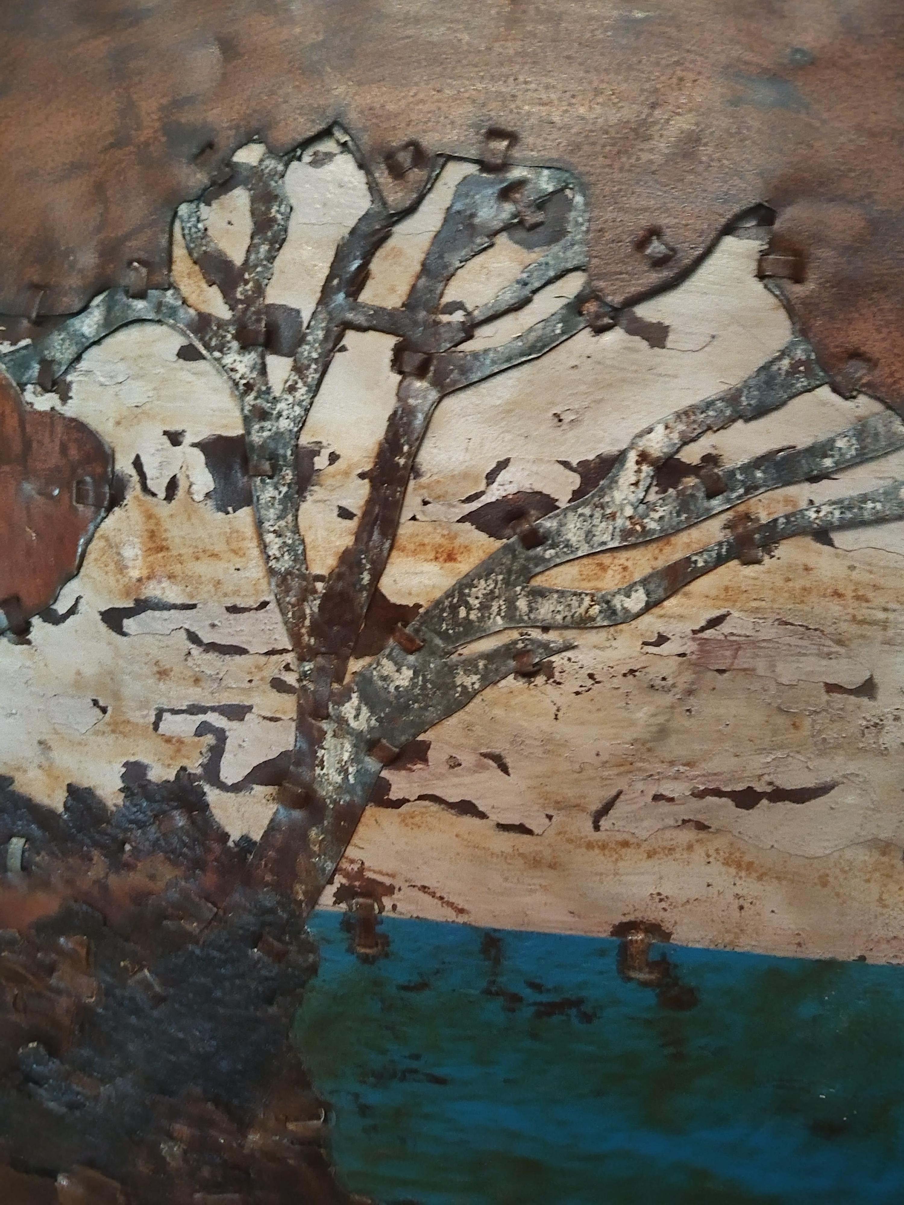 Abstract Tree Rusted Metal Composition 