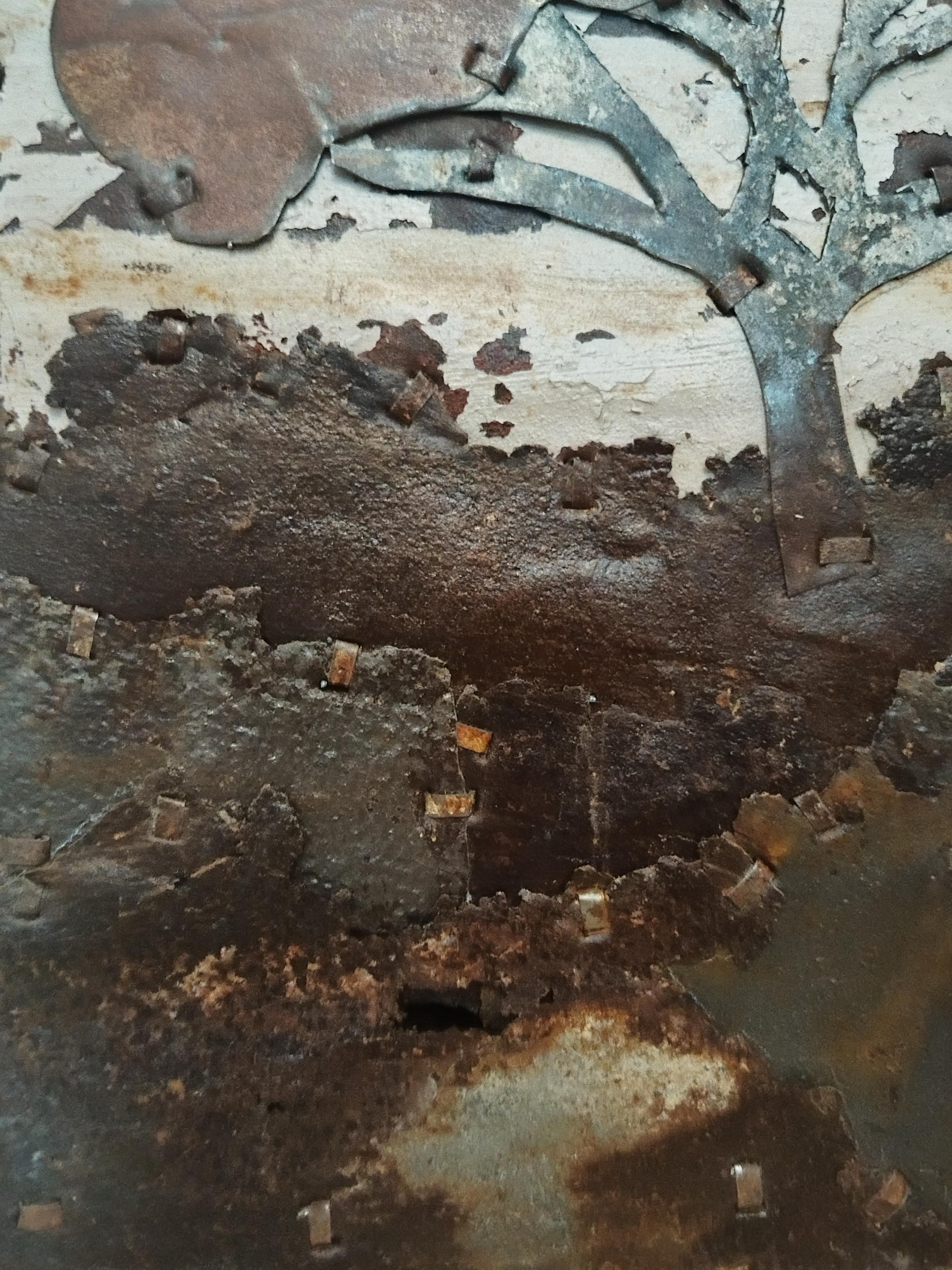 Abstract Tree Rusted Metal Composition 