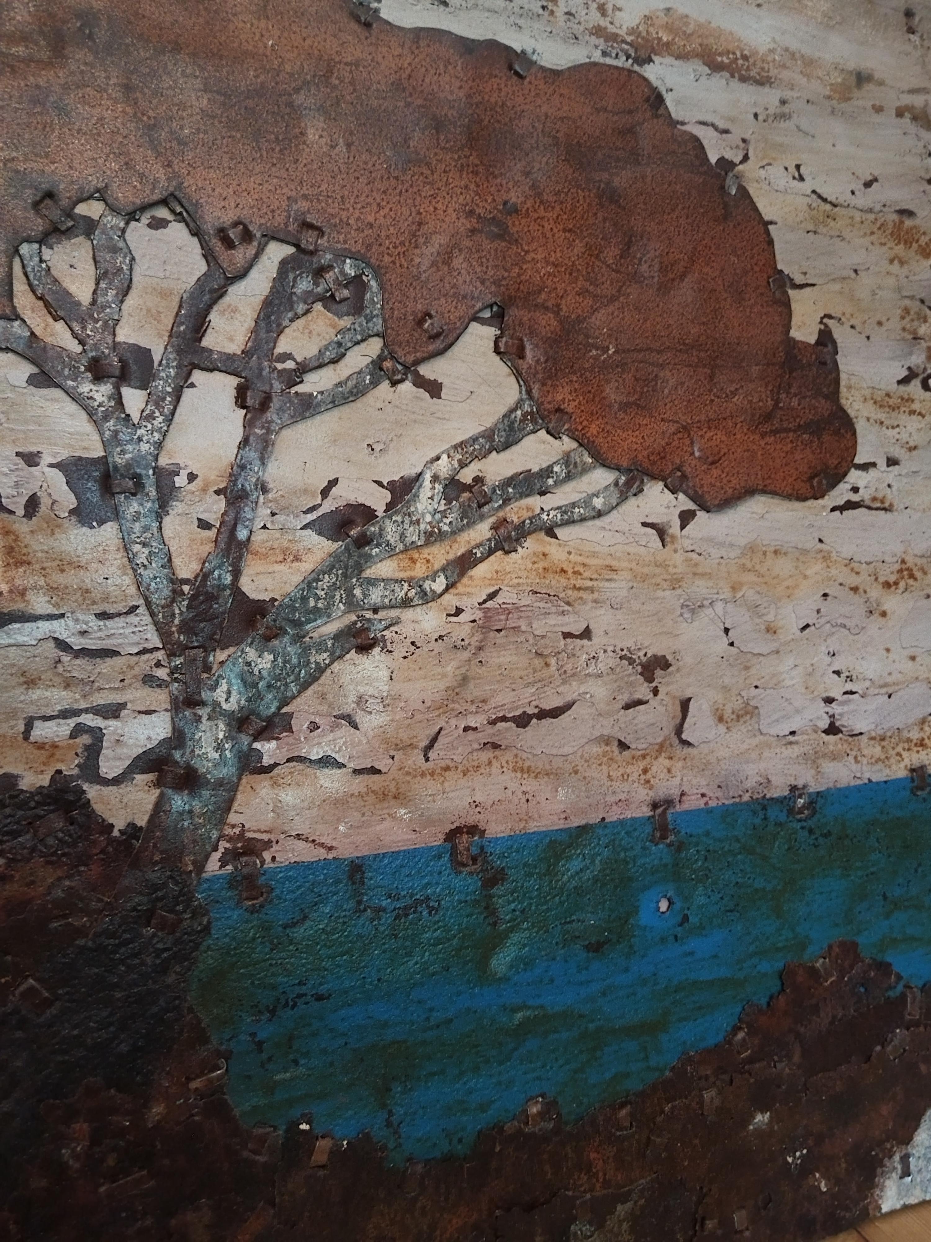 Abstract Tree Rusted Metal Composition 