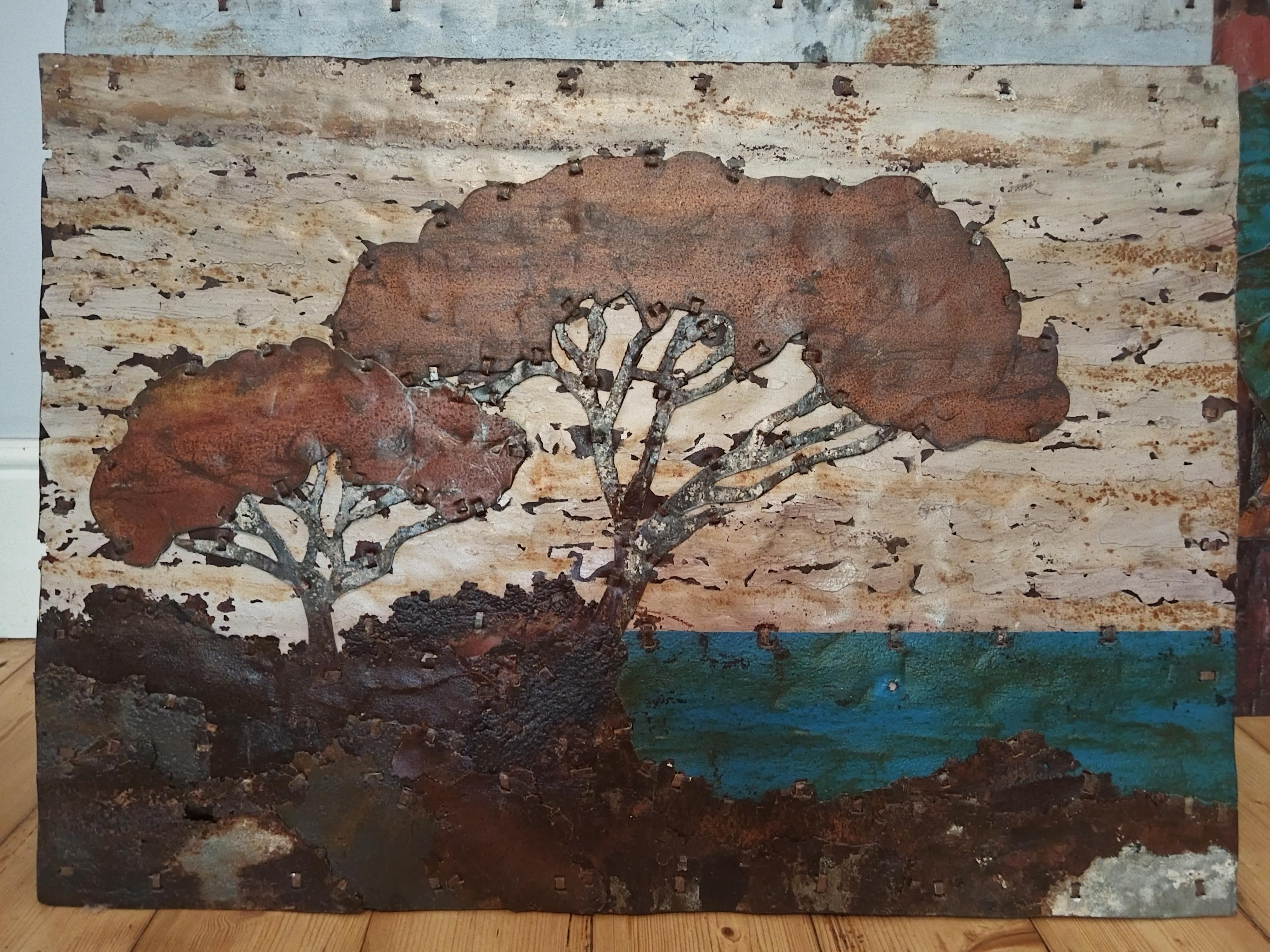 Abstract Tree Rusted Metal Composition 