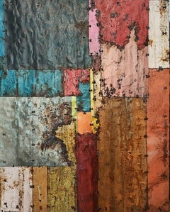 Colorida Composición de Metal Oxidado "Colores Abstractos"