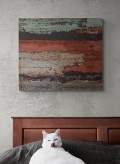 Earthy Abstract Rusted Metal Landscape Composition "Beach Sunset"