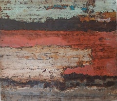 Earthy Abstract Rusted Metal Landschaft Komposition "Beach Sunset"