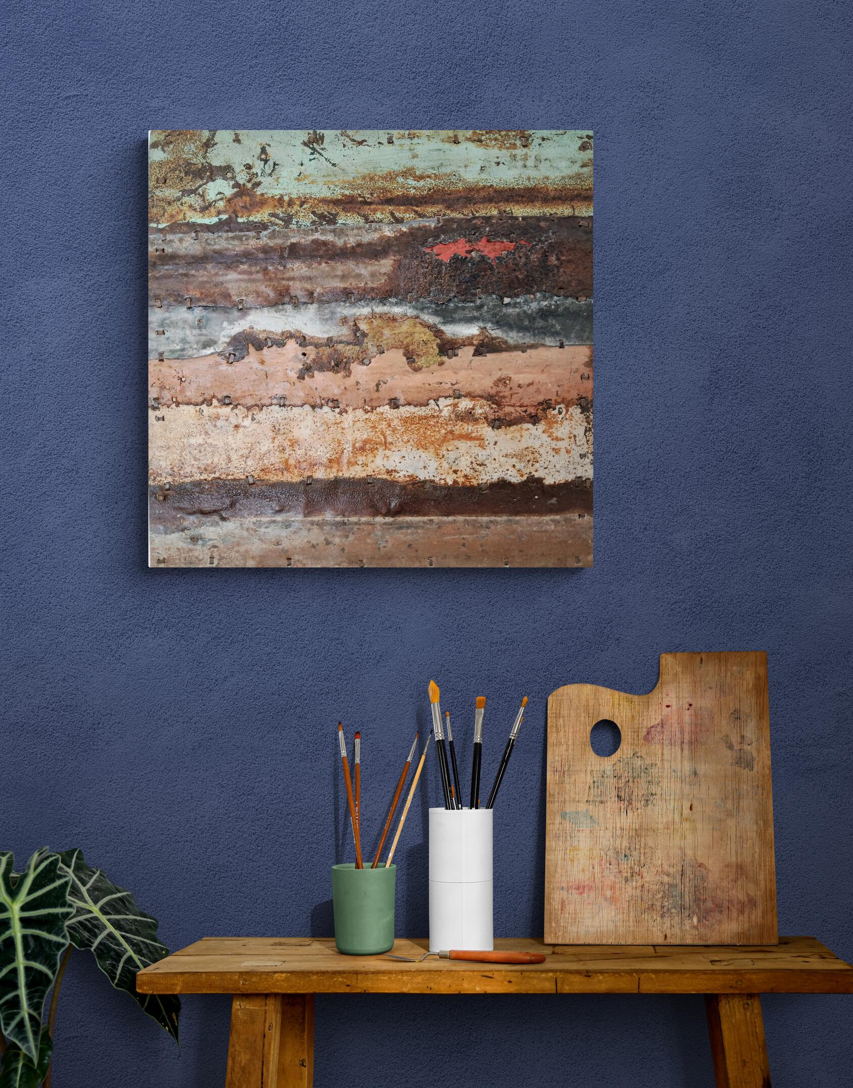 Earthy Abstract Rusted Metal Landscape Composition 