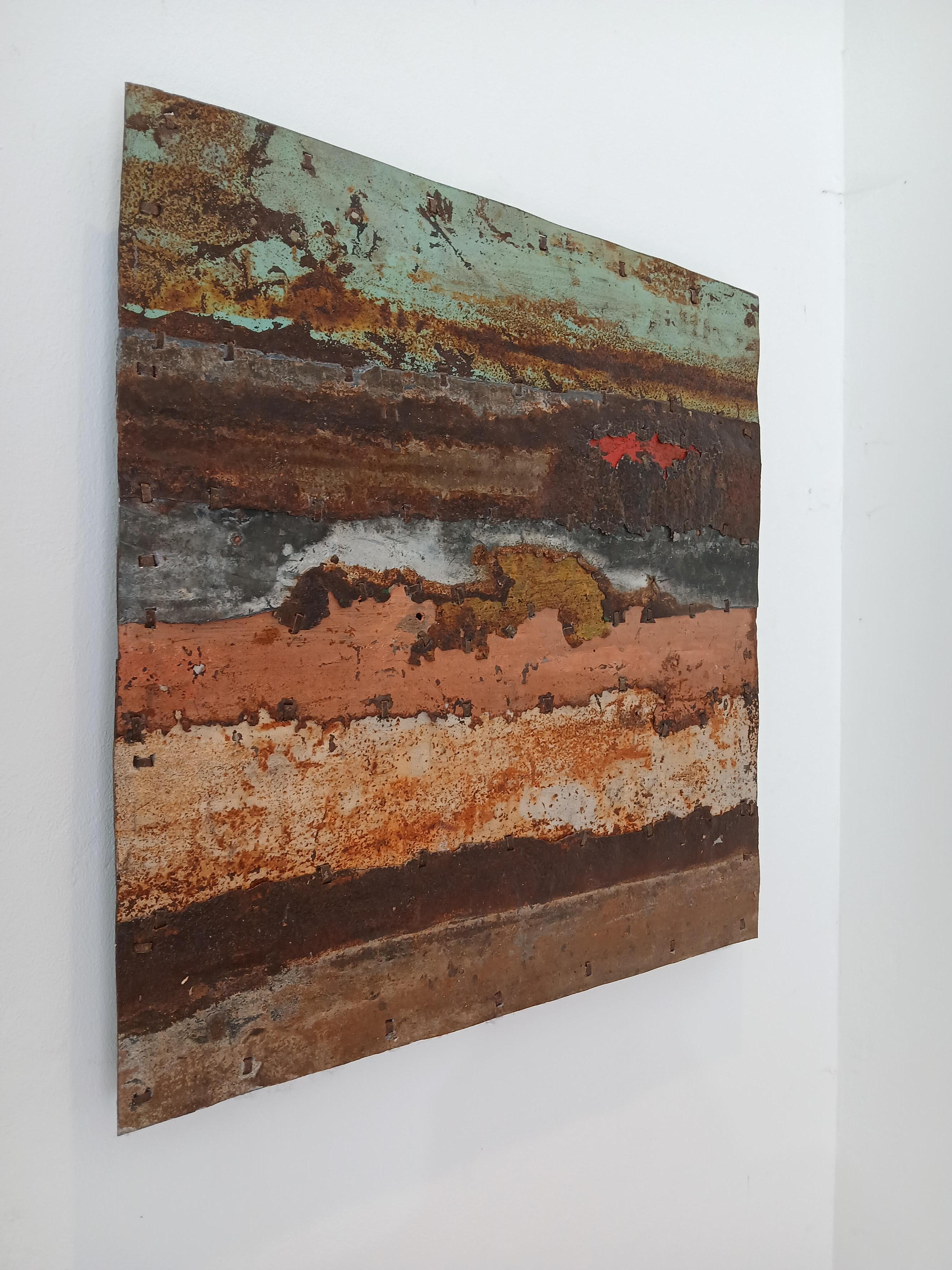 Nyasha Mashumba, having been the apprentice of Mark Hilltout, has now carved out a career for himself as artist and designer, utilizing the medium and craft he has mastered over the years of working with Mark. His work in flattened Corrugated Iron