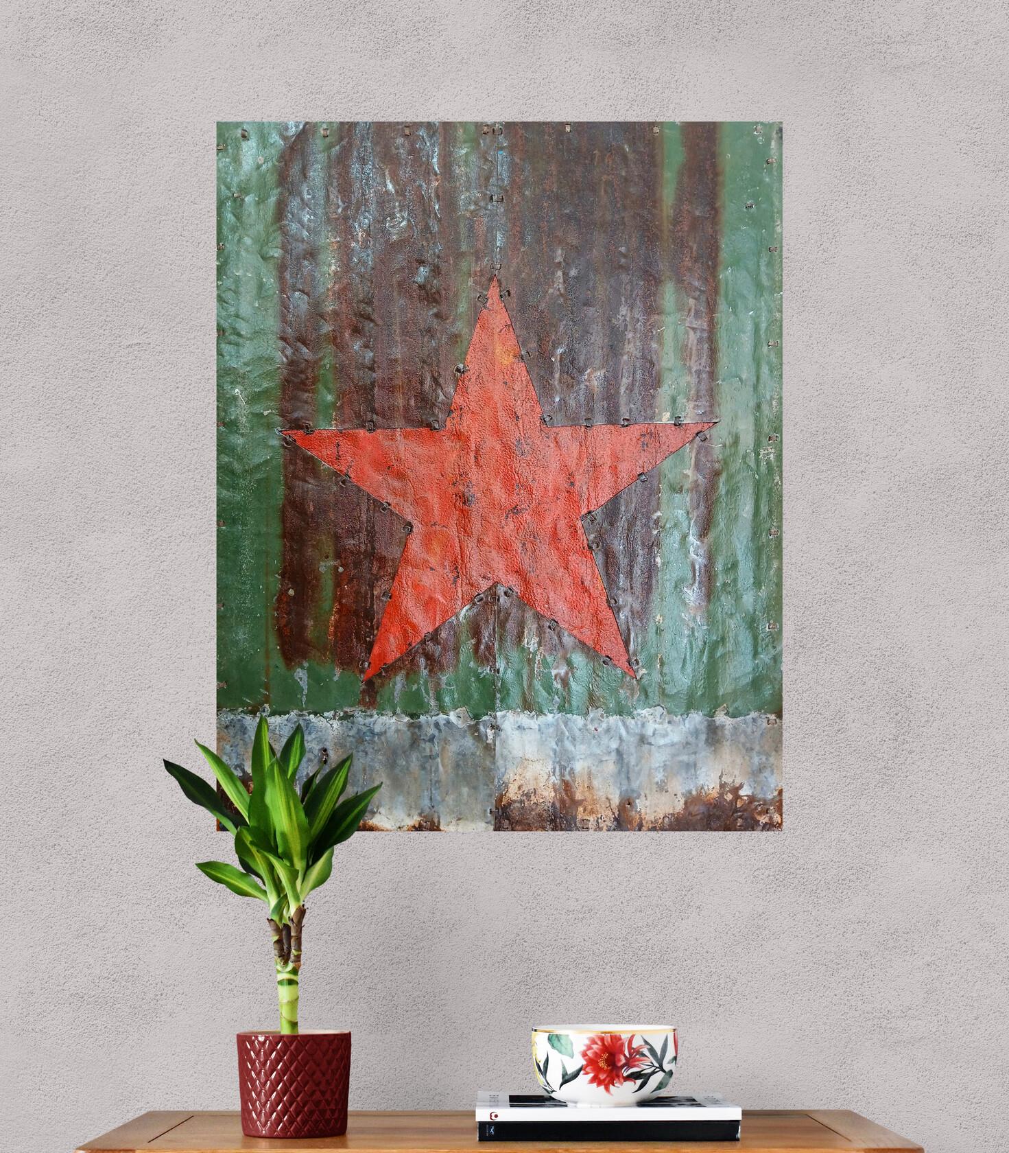 Red and Green African Rusted Metal Composition 