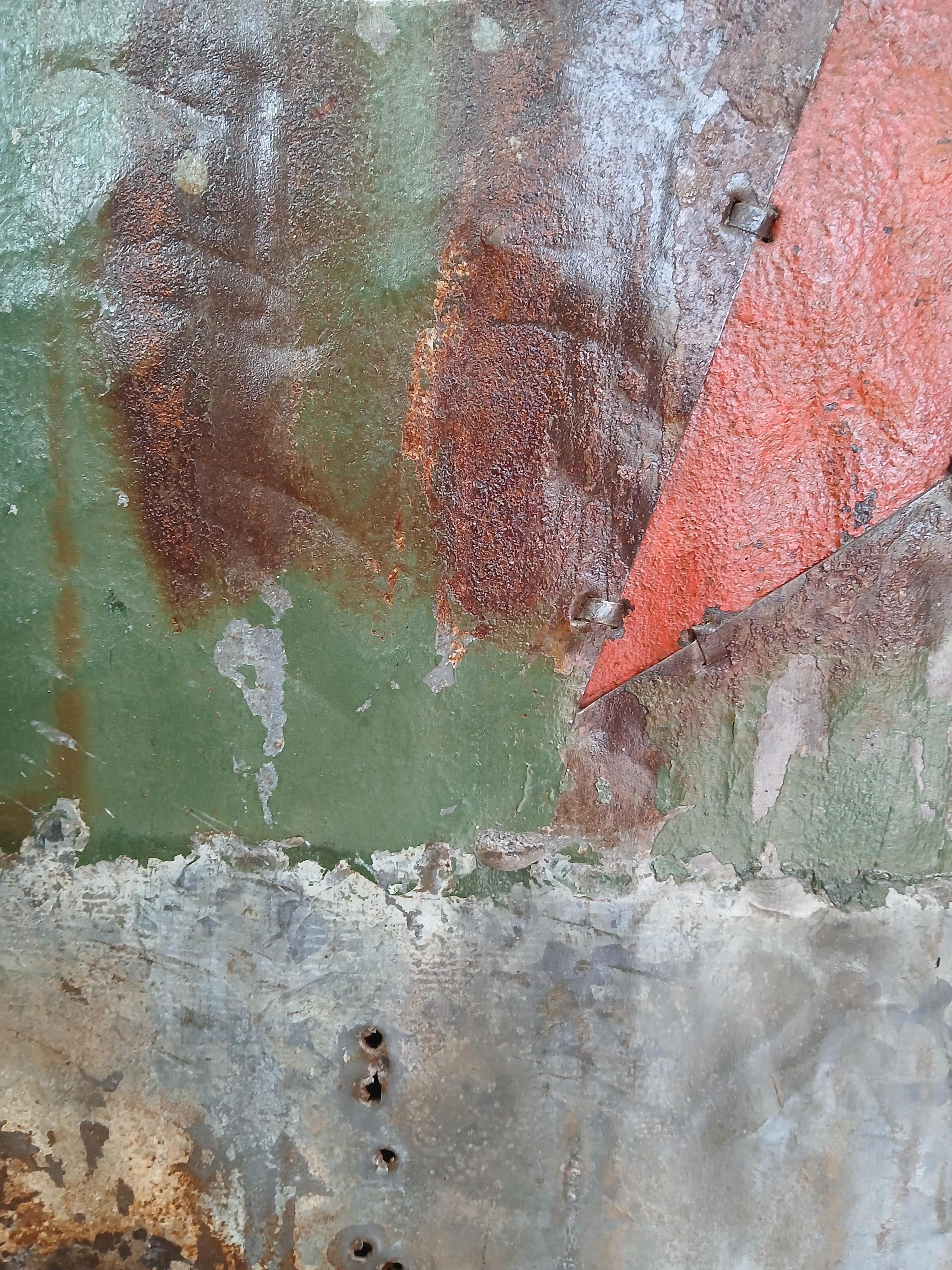 Red and Green African Rusted Metal Composition 