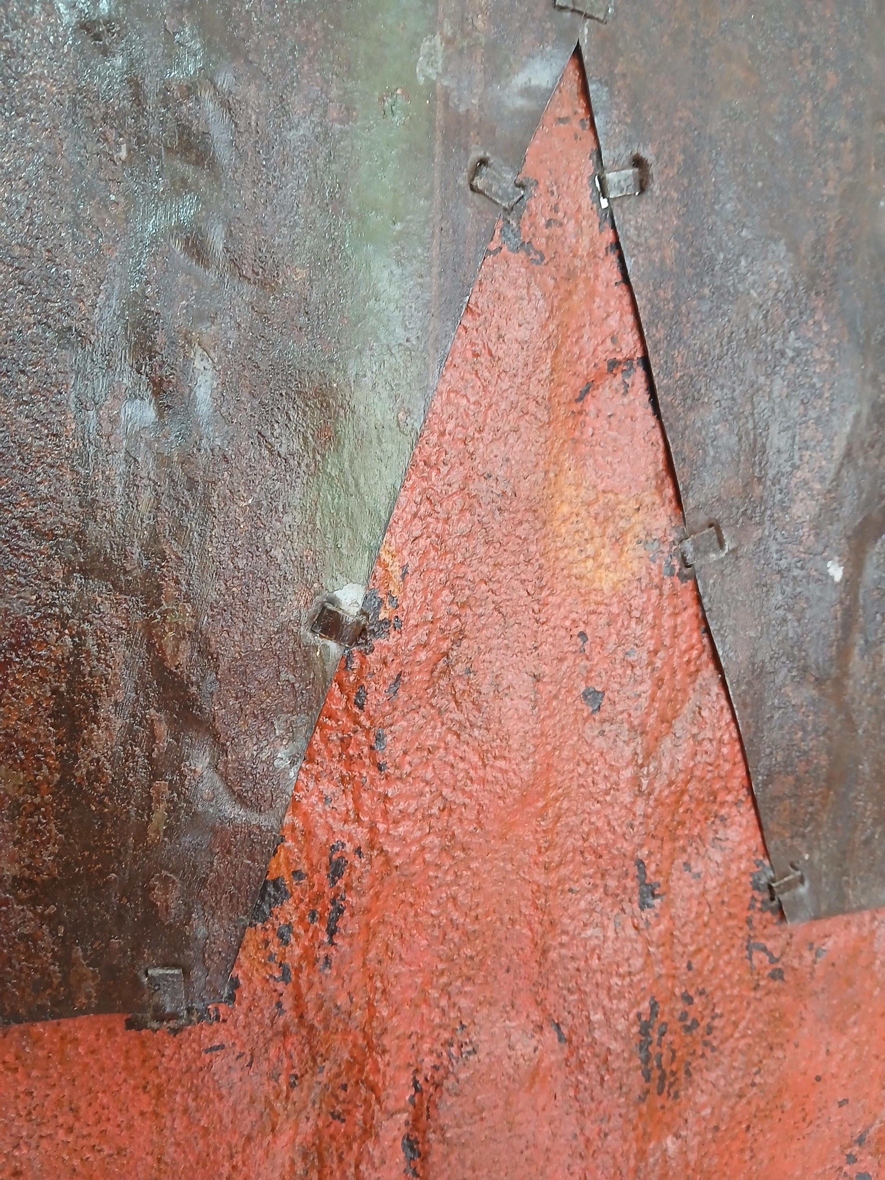 Red and Green African Rusted Metal Composition 