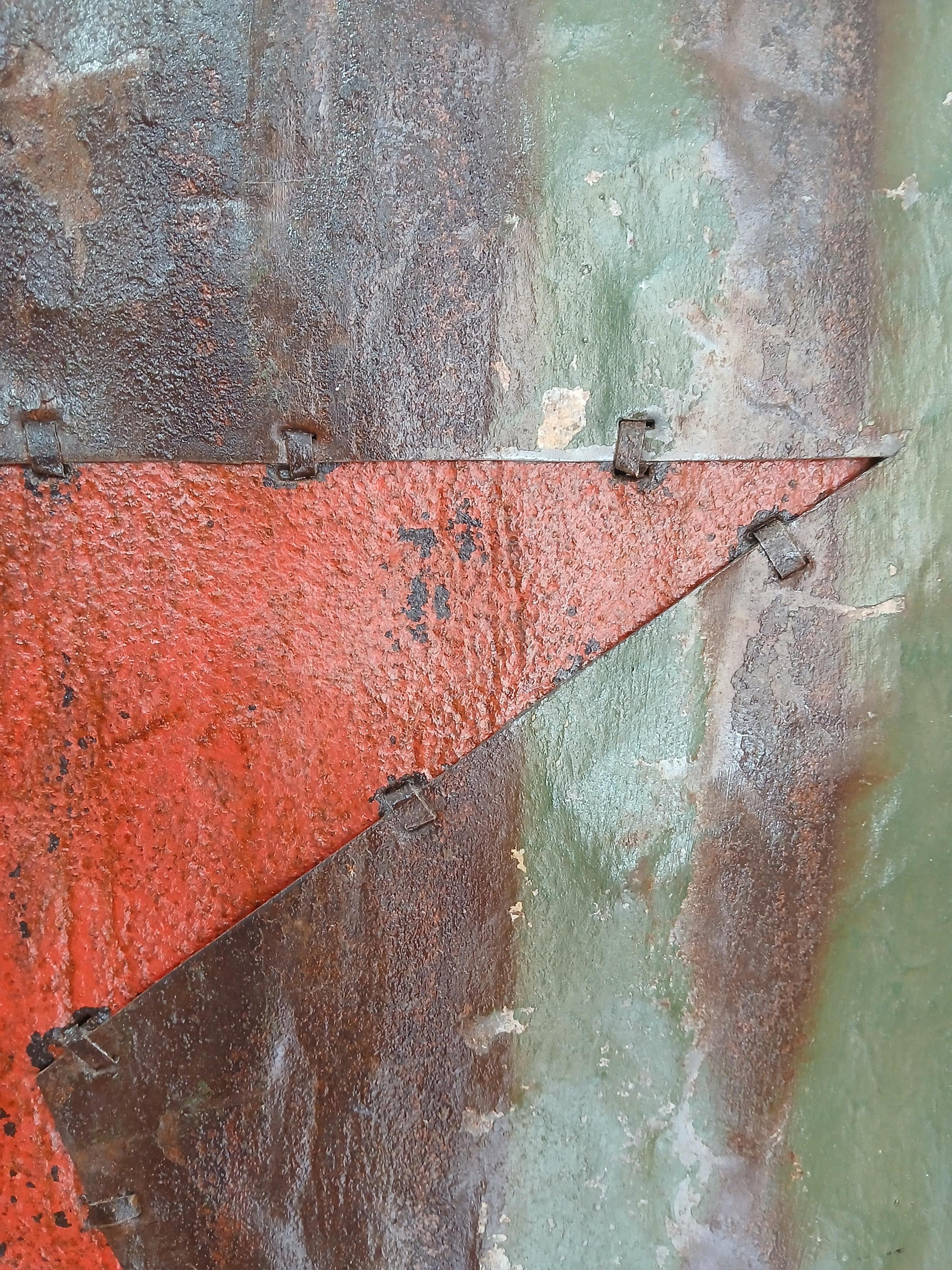 Red and Green African Rusted Metal Composition 
