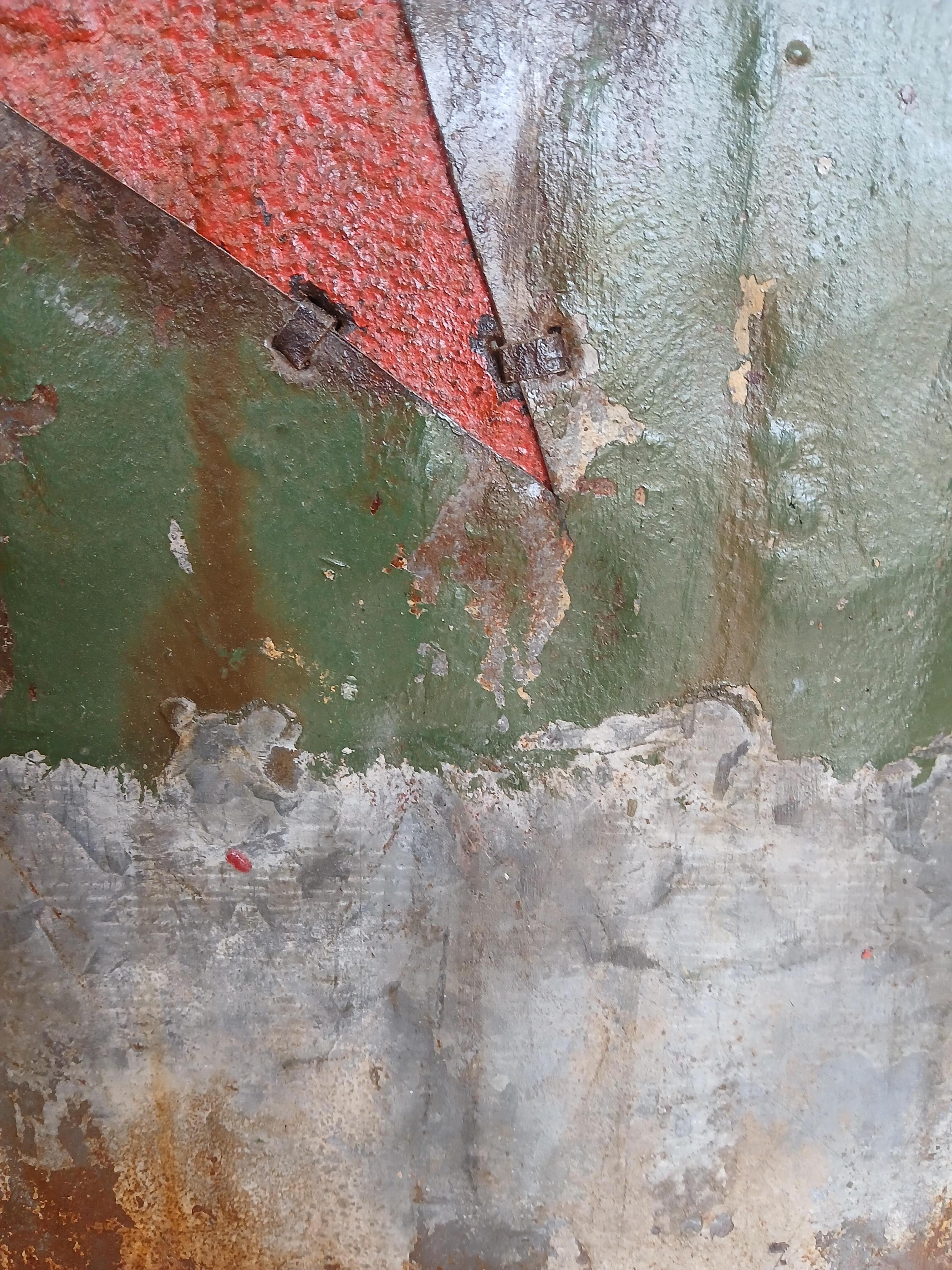 Red and Green African Rusted Metal Composition 