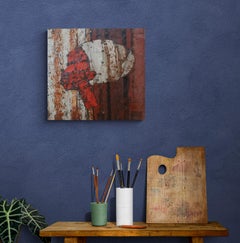 Rot & Creme afrikanischen Kopf verrostet Metall Komposition "Red Face Cameo"