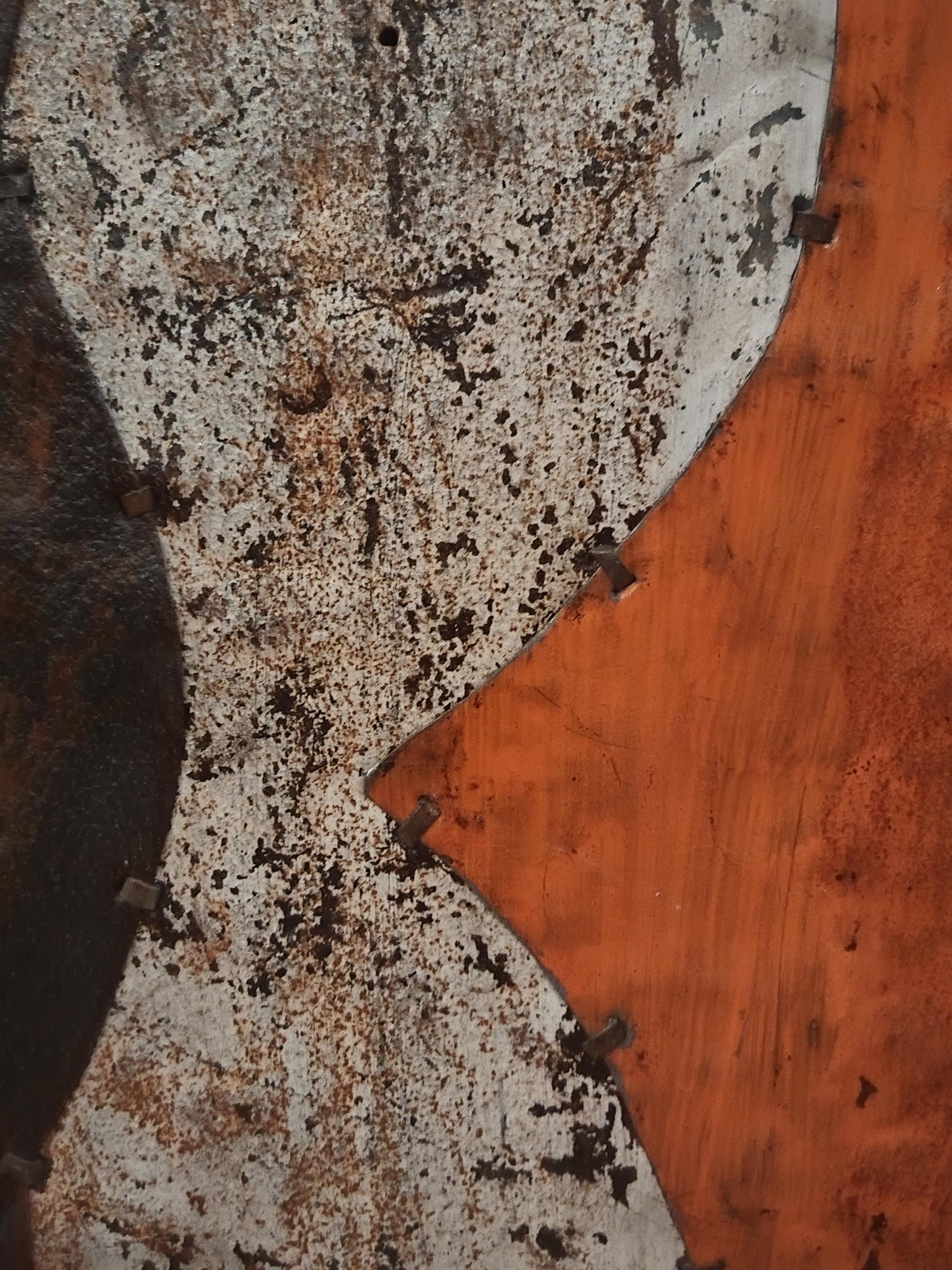 Red Orange & Cream African Rusted Metal Composition 