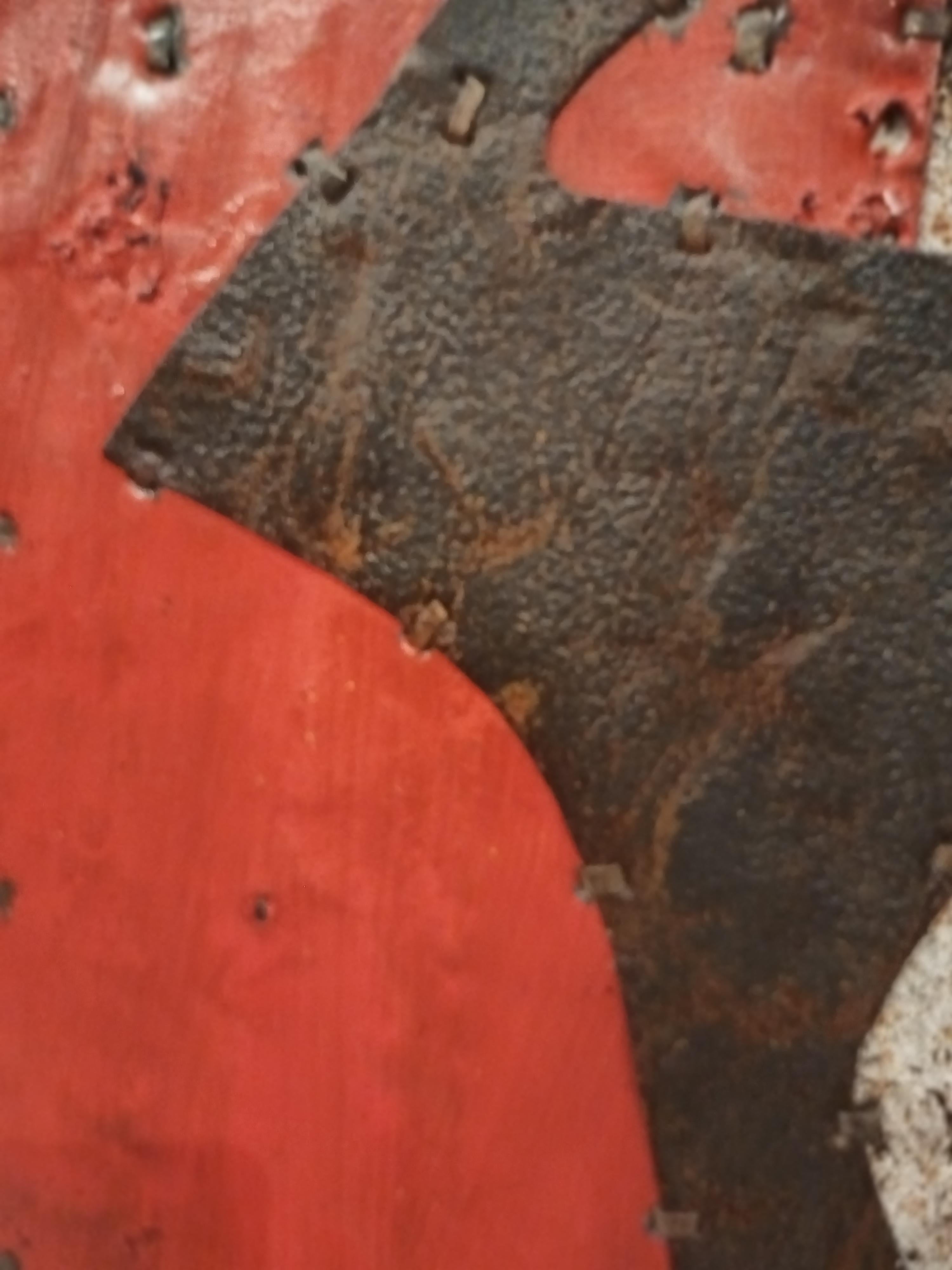 Red Orange & Cream African Rusted Metal Composition 