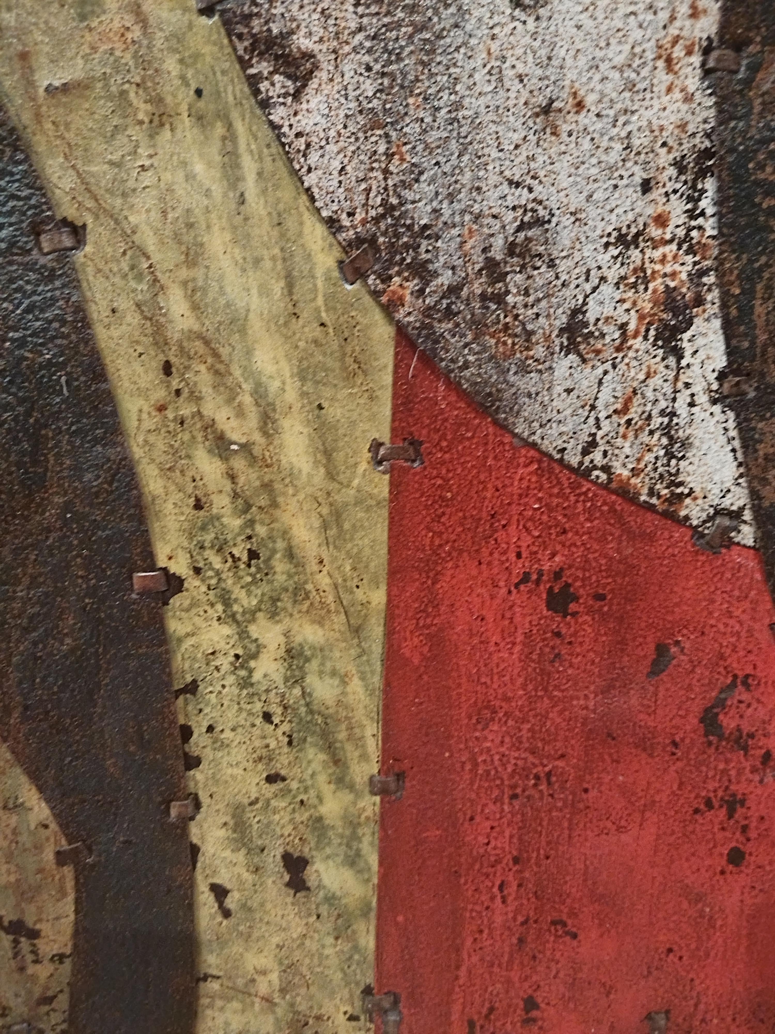 Red Orange & Cream African Rusted Metal Composition 