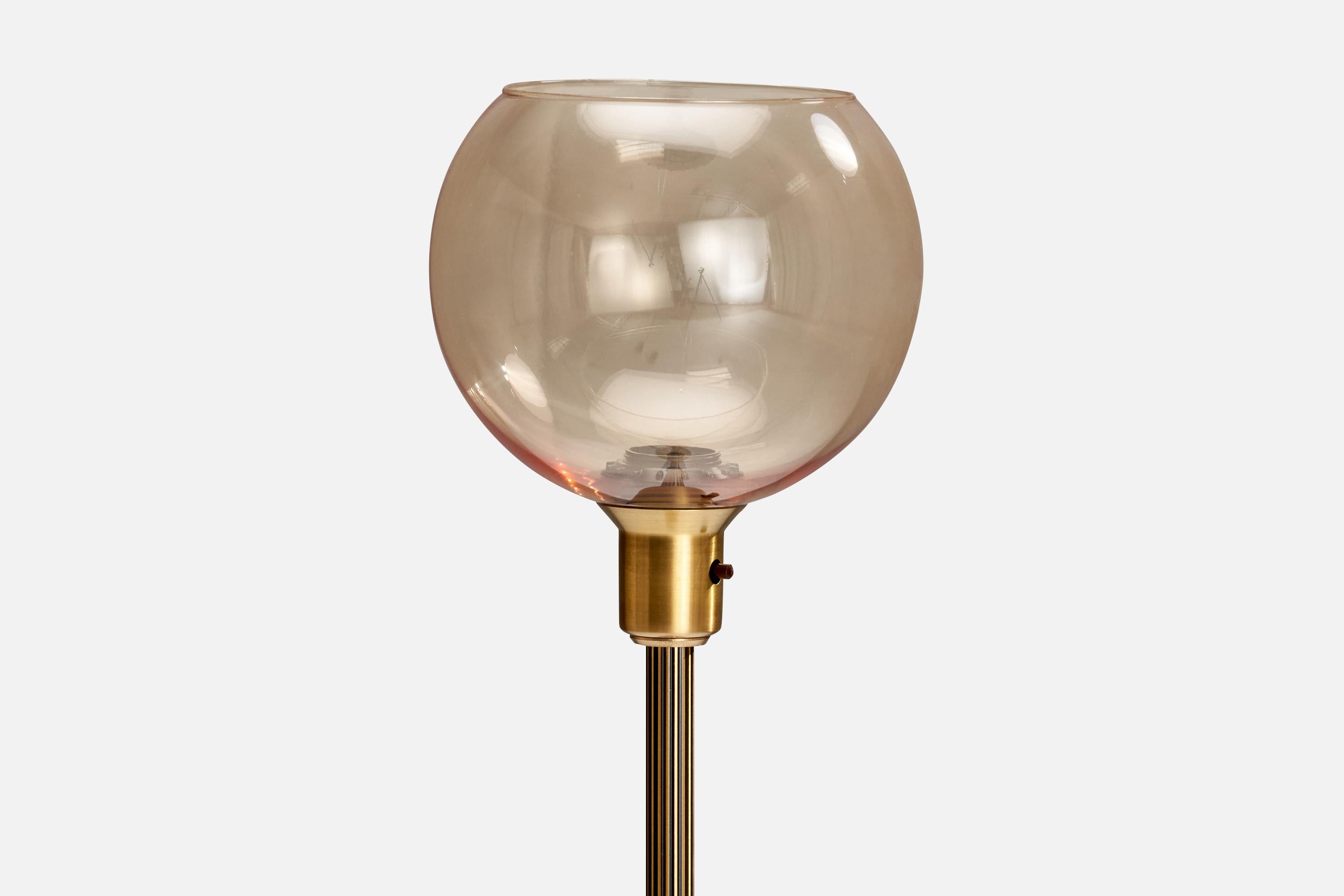Nybro Armaturfabrik, Floor Lamps, Brass, Glass, Sweden, 1950s In Good Condition For Sale In High Point, NC