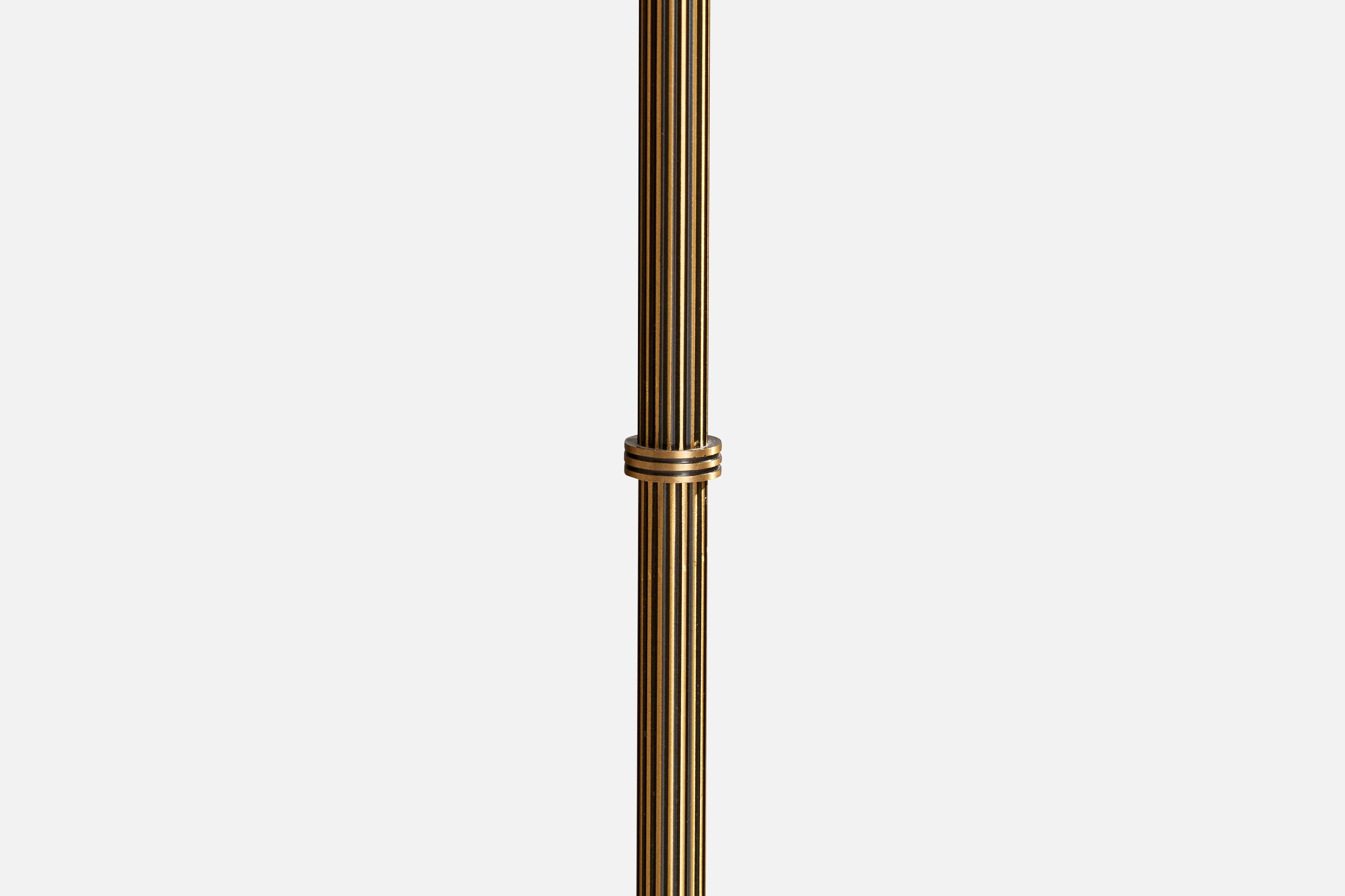 Mid-20th Century Nybro Armaturfabrik, Floor Lamps, Brass, Glass, Sweden, 1950s For Sale