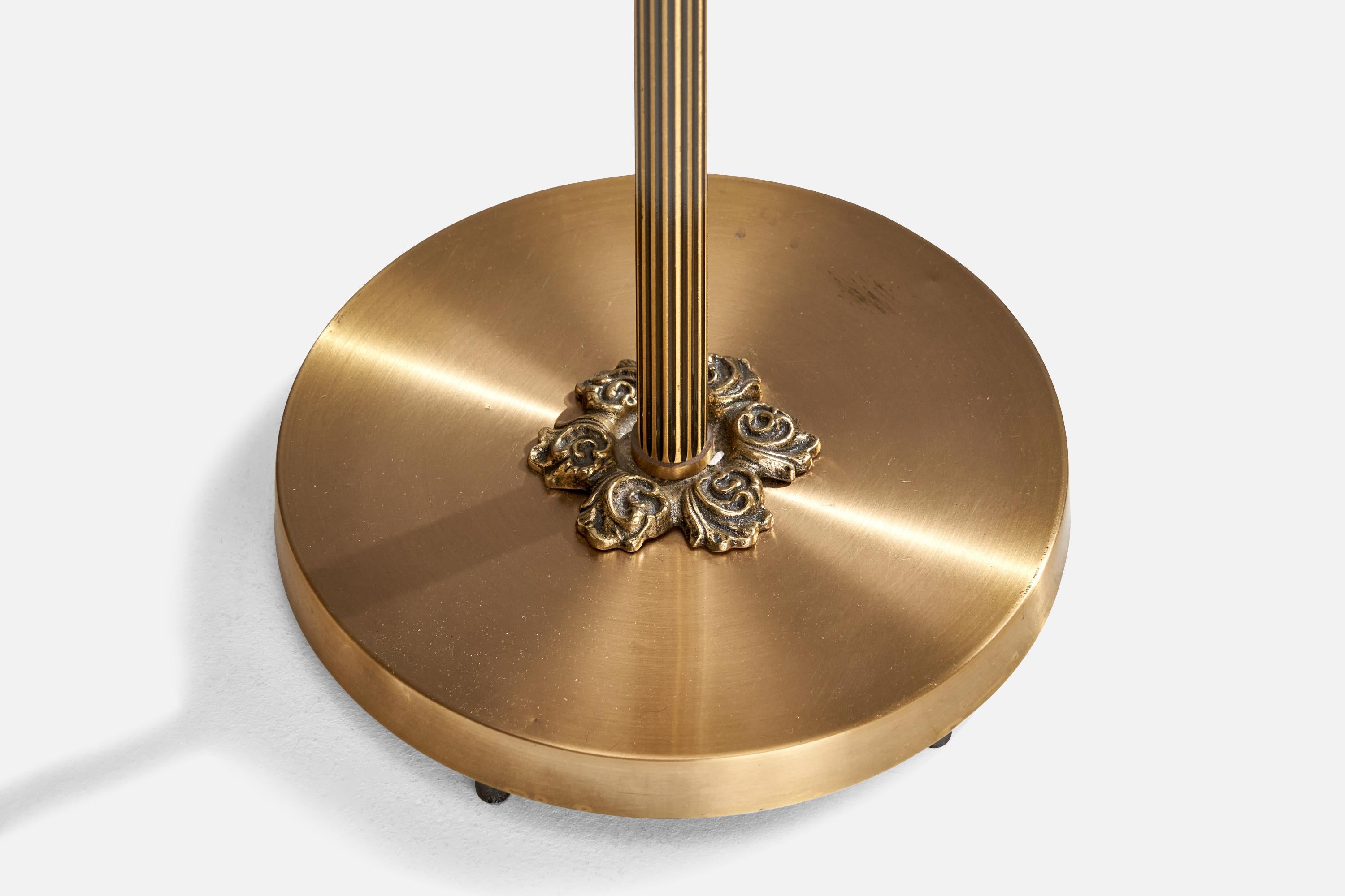 Nybro Armaturfabrik, Floor Lamps, Brass, Glass, Sweden, 1950s For Sale 1