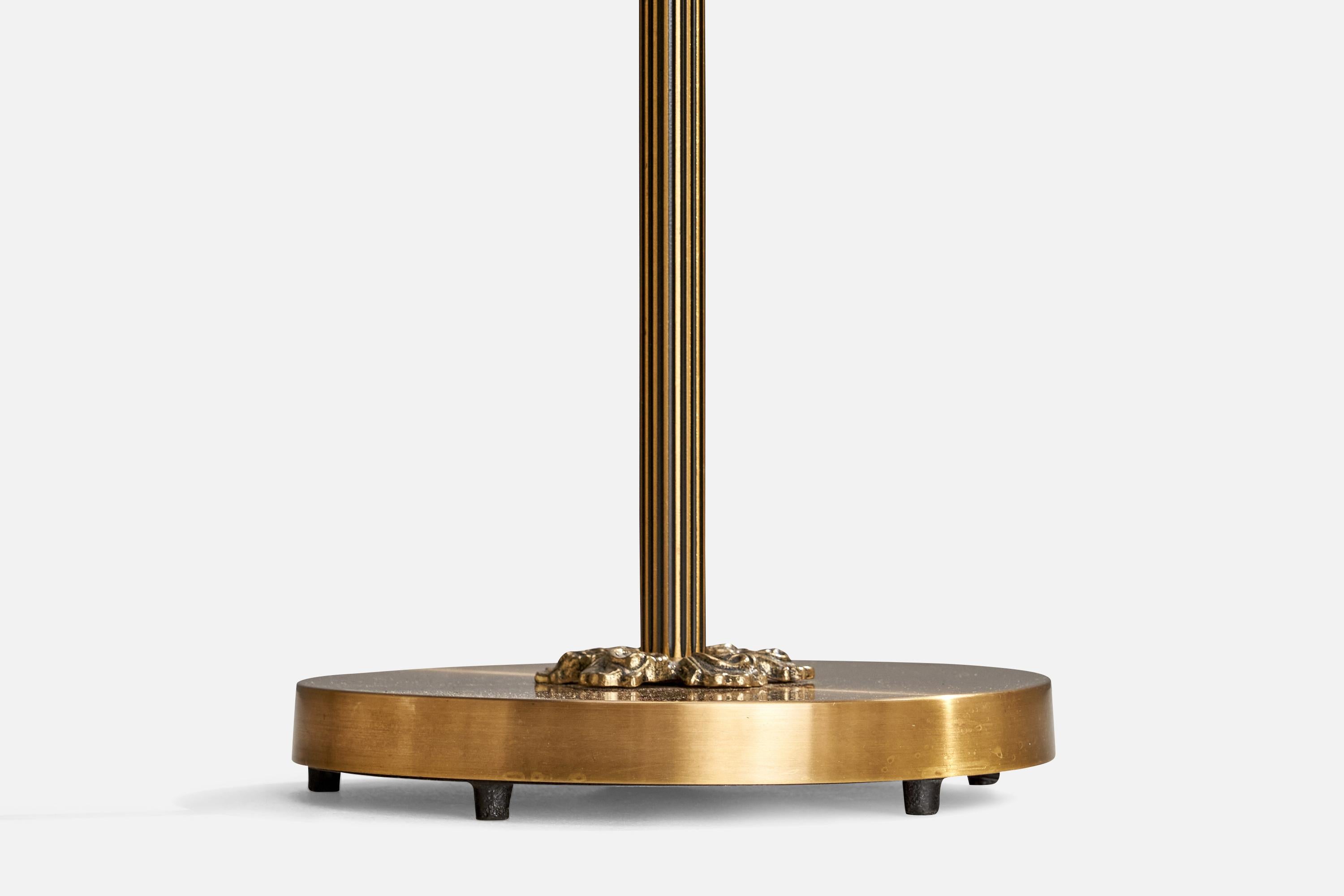 Nybro Armaturfabrik, Floor Lamps, Brass, Glass, Sweden, 1950s For Sale 2