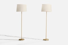 Nybro Armaturfabrik, Floor Lamps, Brass, Parchment, Sweden, 1960s