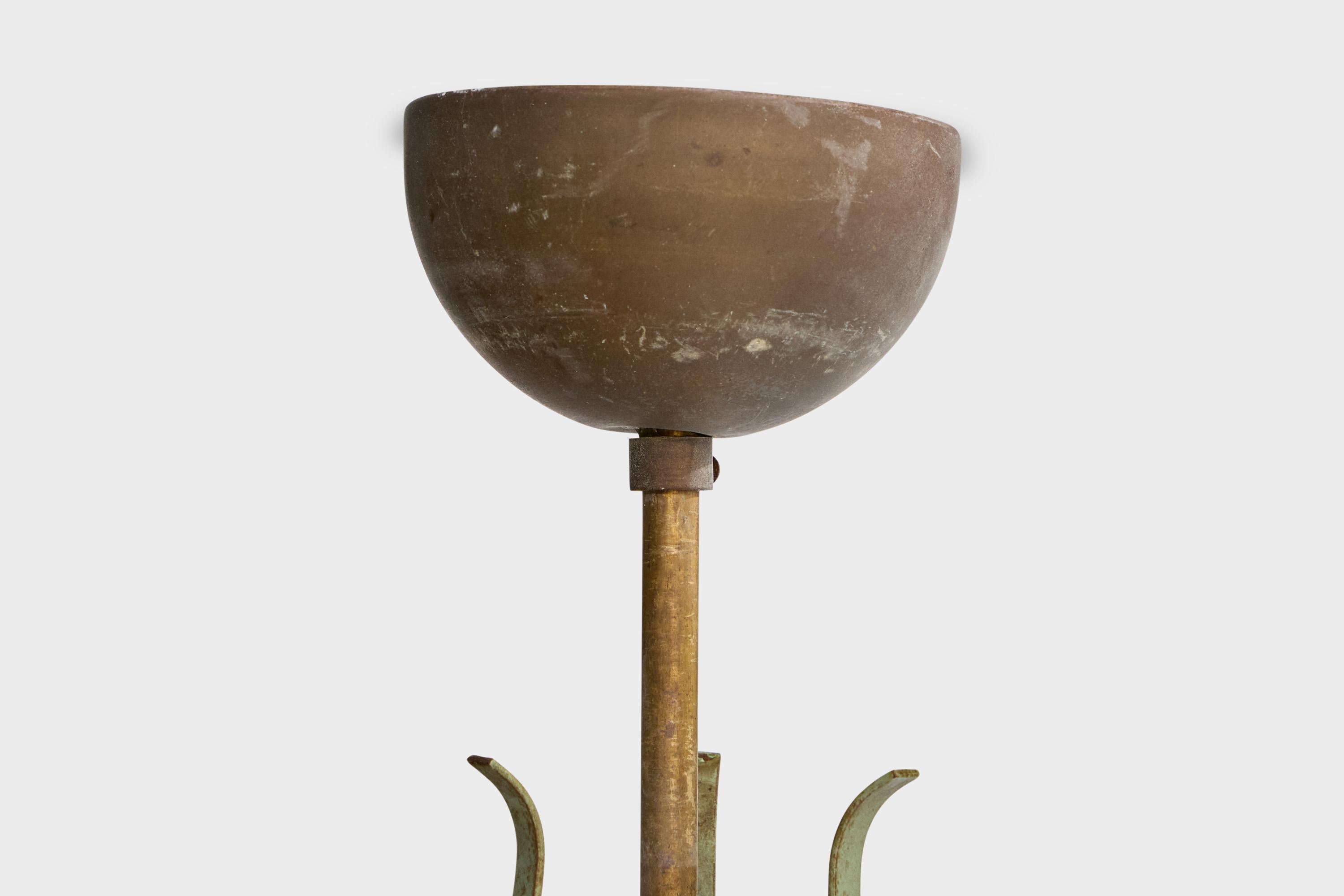 Nybro Armaturfabrik, Lampada a sospensione, Ottone, Metallo, Vetro, anni '50 in vendita 4