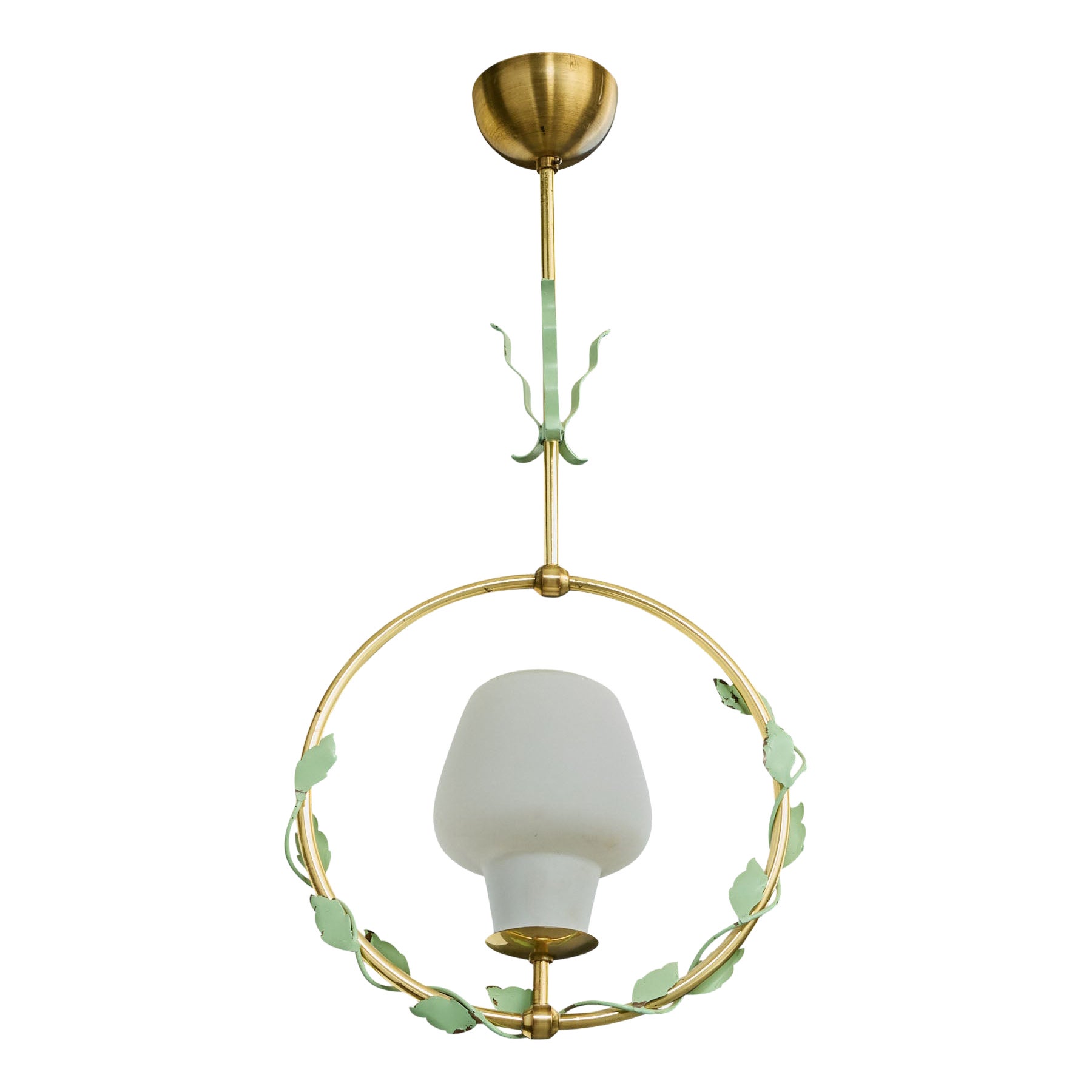 Nybro Armaturfabrik, Pendant Light, Brass, Metal, Glass, 1950s