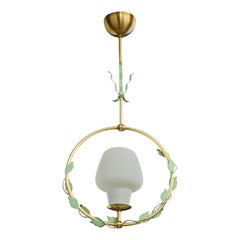 Nybro Armaturfabrik, Pendant Light, Brass, Metal, Glass, 1950s