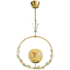 Nybro Armaturfabrik, Pendant Light, Brass, Metal, Glass, 1950s