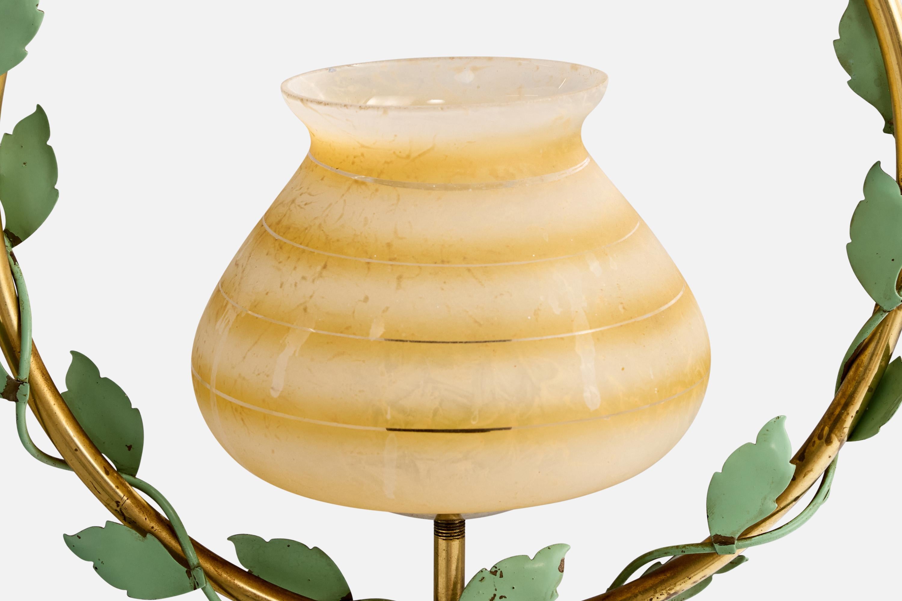 Nybro Armaturfabrik, Lampada a sospensione, Ottone, Metallo, Vetro, Svezia, anni '50 in vendita 1