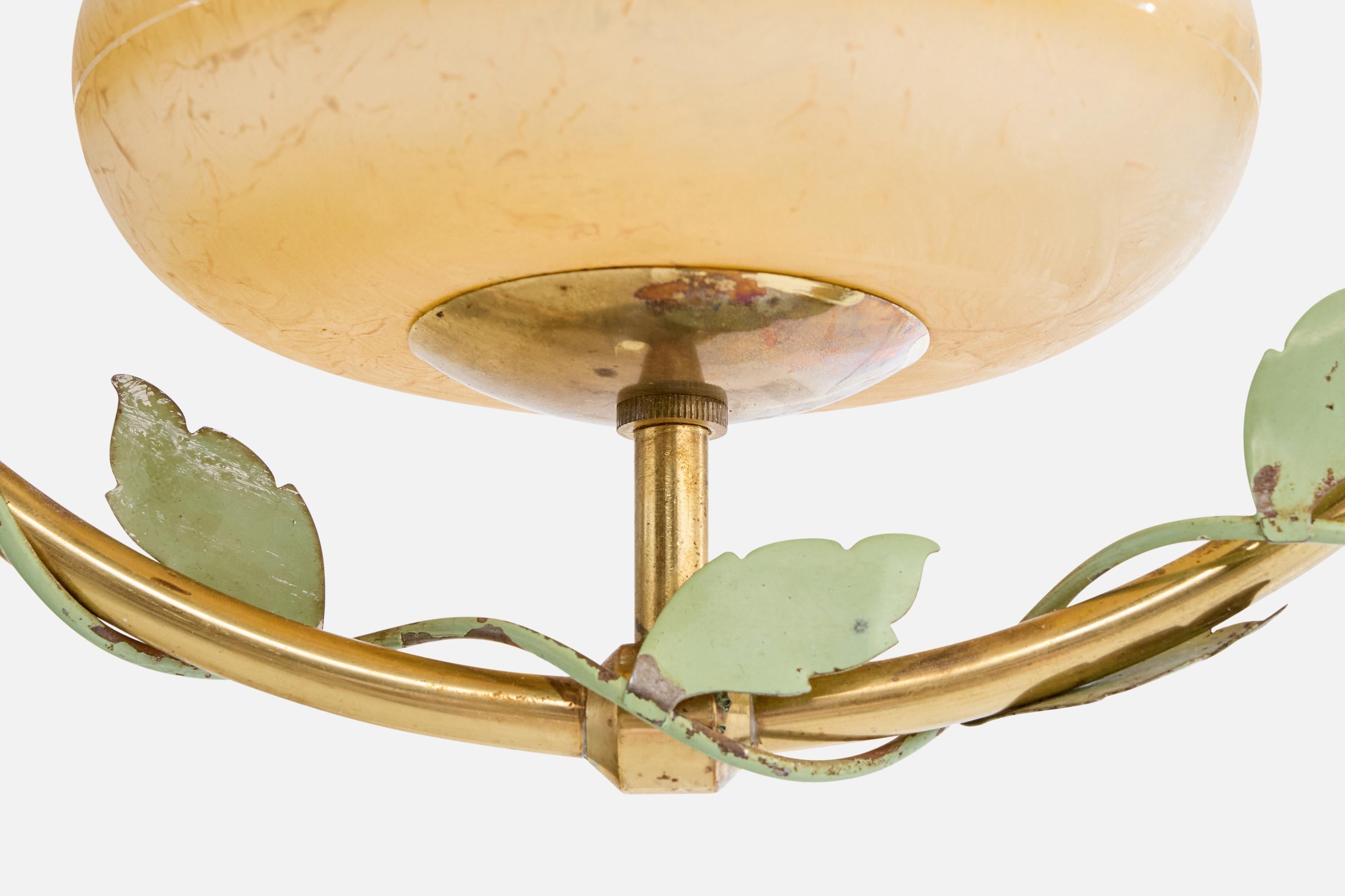 Nybro Armaturfabrik, Lampada a sospensione, Ottone, Metallo, Vetro, Svezia, anni '50 in vendita 1