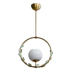 Nybro Armaturfabrik, Lampada a sospensione, Ottone, Metallo, Vetro, Svezia, anni '50
