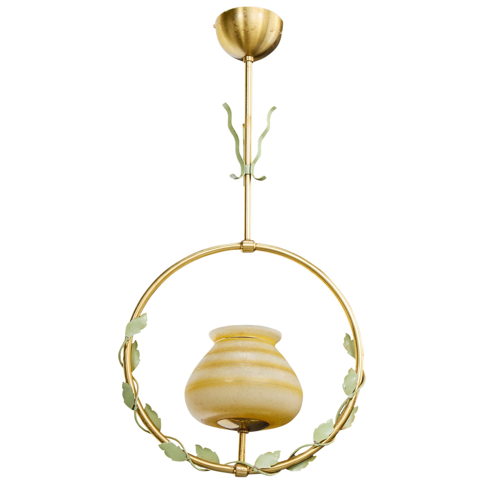 Nybro Armaturfabrik, Lampada a sospensione, Ottone, Metallo, Vetro, Svezia, anni
50