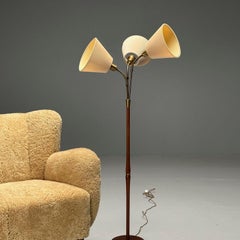 Nybro Armaturfabrik, Swedish Mid-Century Modern, Floor Lamp, Teak, Brass, 1950s