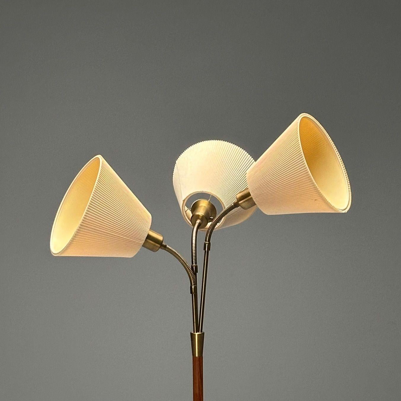 Mid-20th Century Nybro Armaturfabrik, Swedish Mid-Century Modern, Floor Lamp, Teak, Brass, 1950s For Sale