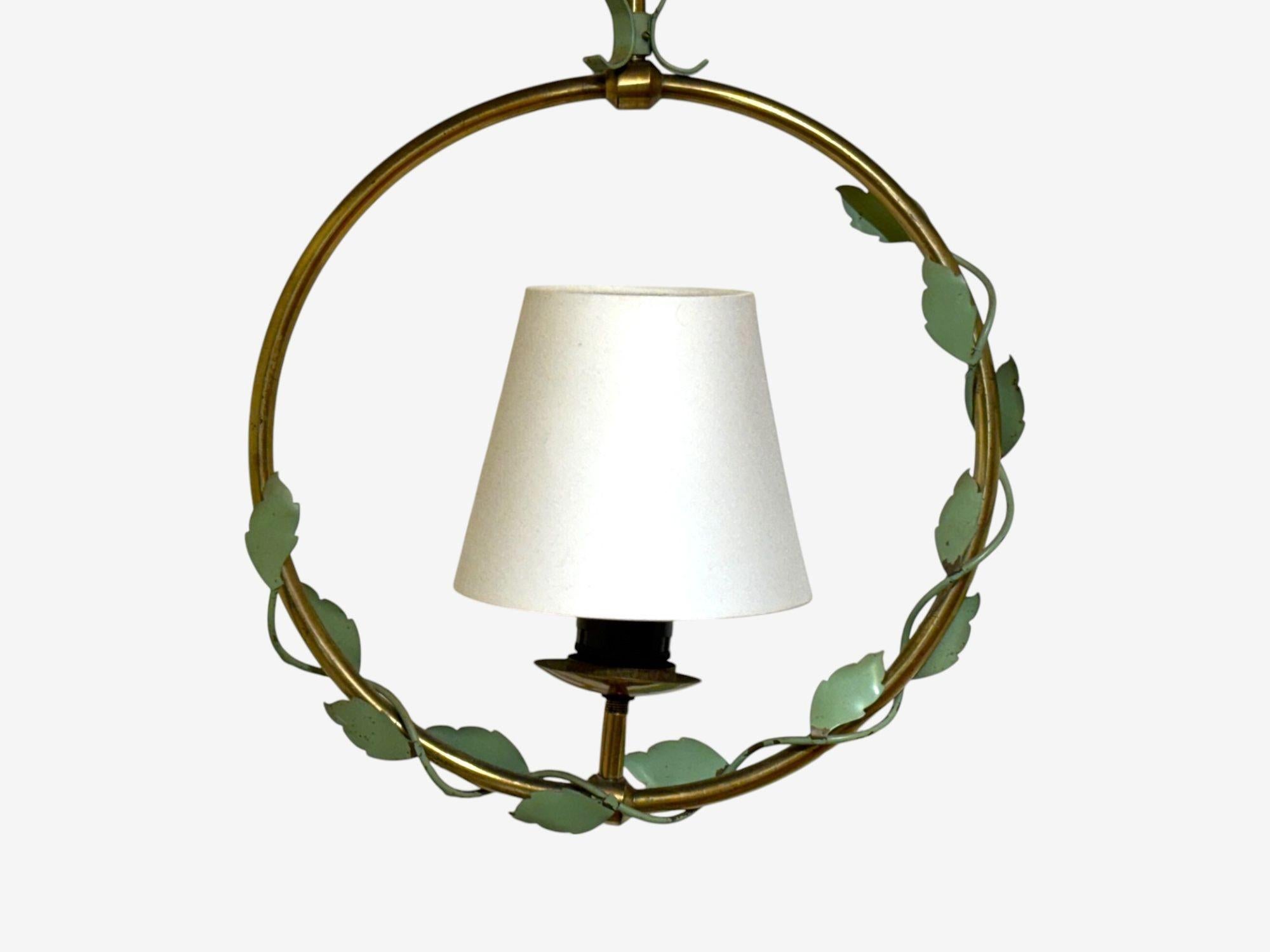 Scandinavian Modern Nybro Armaturfabrik, Swedish Modern, Brass, Metal, Pendant Light, Sweden, 1950s For Sale