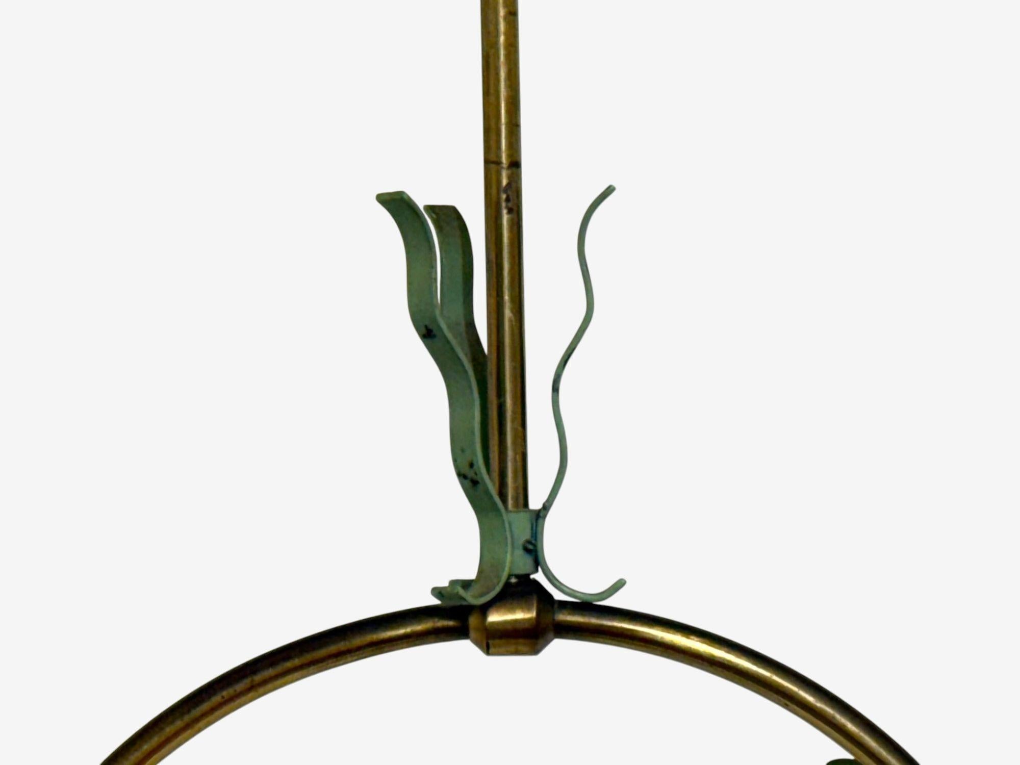 Nybro Armaturfabrik, Swedish Modern, Brass, Metal, Pendant Light, Sweden, 1950s For Sale 1