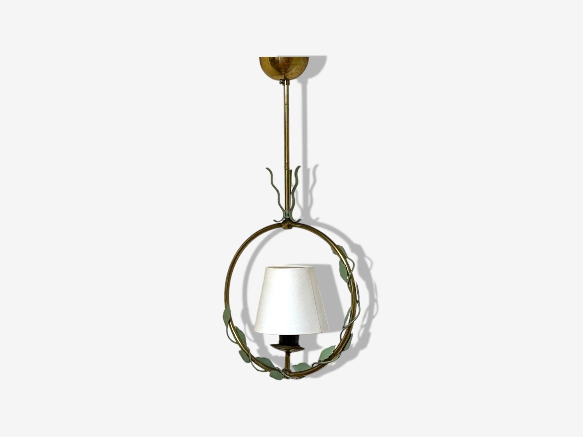 Nybro Armaturfabrik, Swedish Modern, Brass, Metal, Pendant Light, Sweden, 1950s For Sale 4