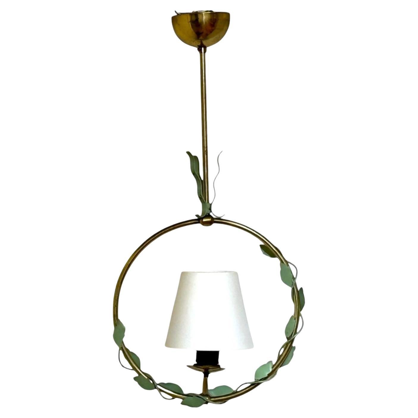 Nybro Armaturfabrik, Swedish Modern, Brass, Metal, Pendant Light, Sweden, 1950s For Sale