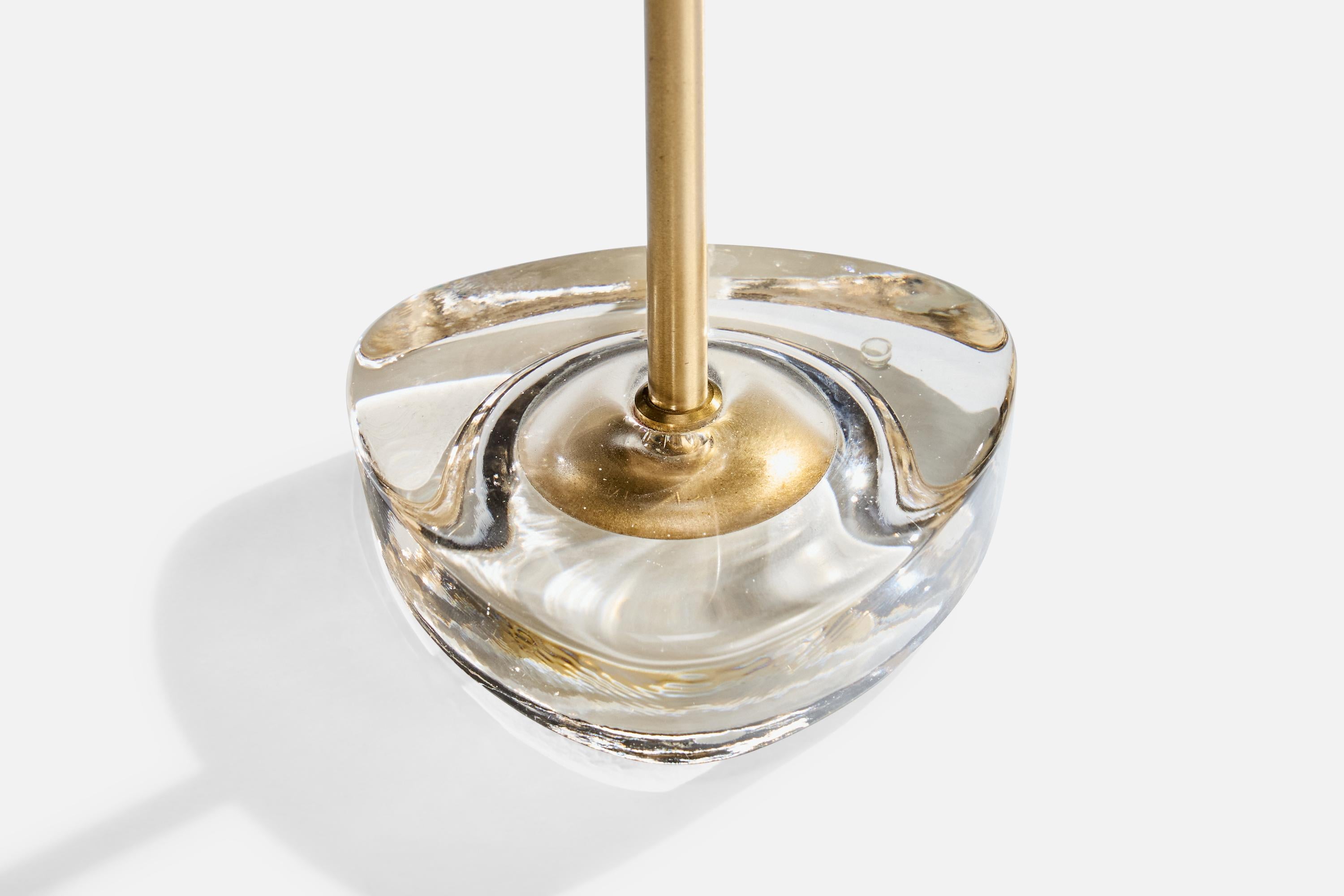 Nybro Armaturfabrik, Tischlampe, Messing, Glas, Schweden, 1950er Jahre (Mitte des 20. Jahrhunderts)