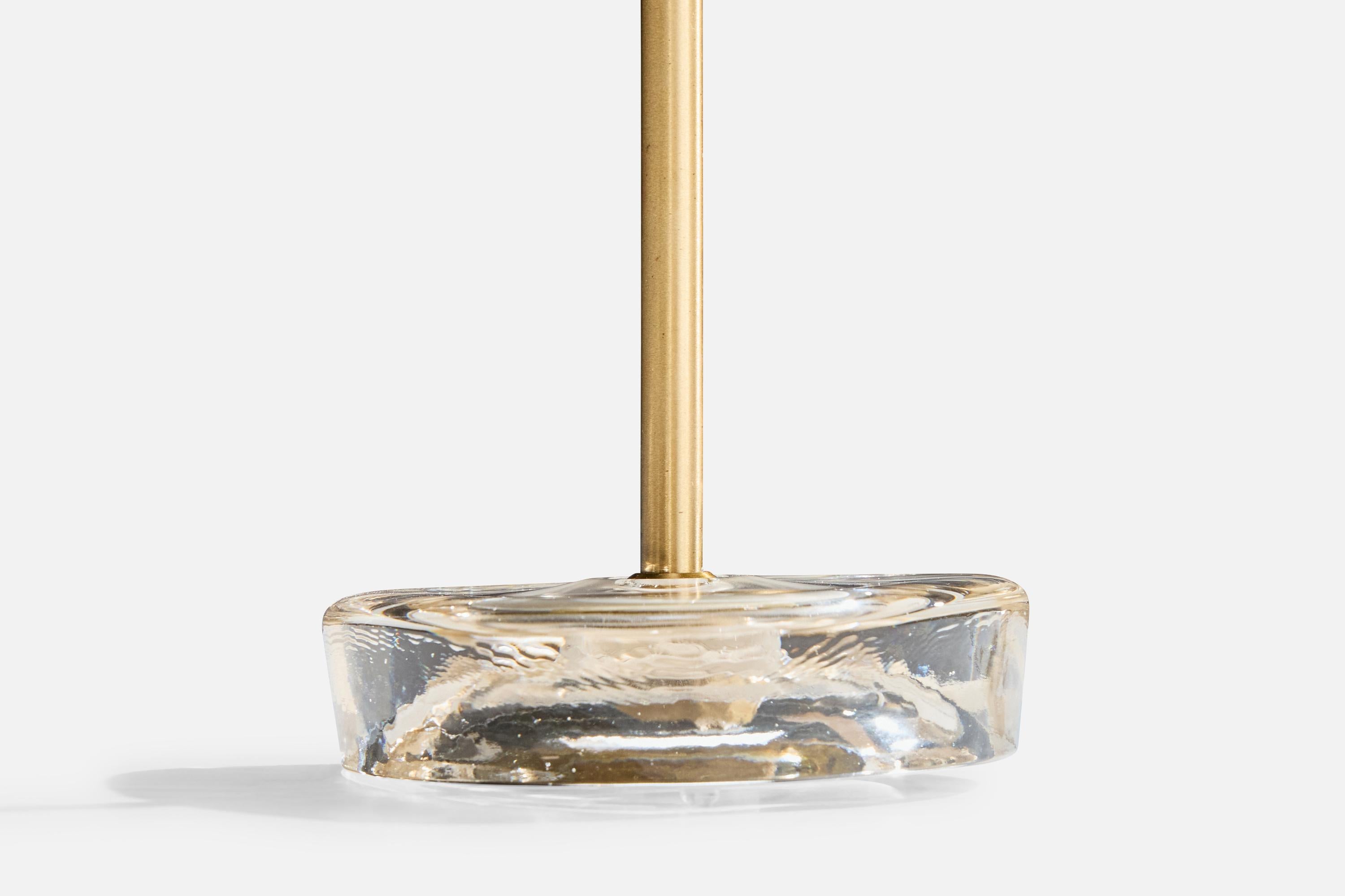 Nybro Armaturfabrik, Tischlampe, Messing, Glas, Schweden, 1950er Jahre 1