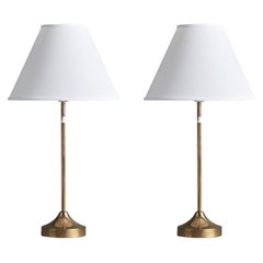 Vintage Nybro Armaturfabrik, Table Lamps, Brass, Sweden, 1940s