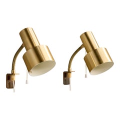 Nybro Armaturfabrik, Wall Lights, Brass, Sweden, 1950s