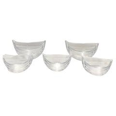 Nybro Sweden Clear Oval Glass Boat Serving Bowls - Set of 5