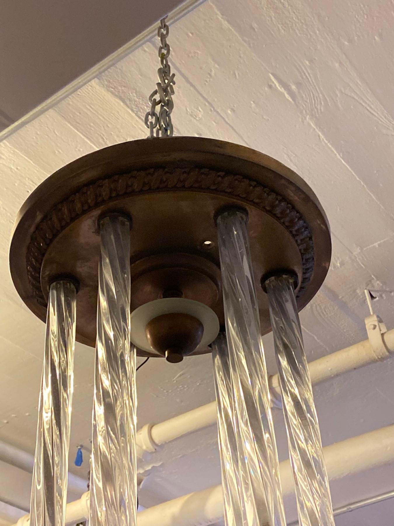 NYC 1939 Art Deco Bronze and Curved Glass Theater Light  Incomplete 2