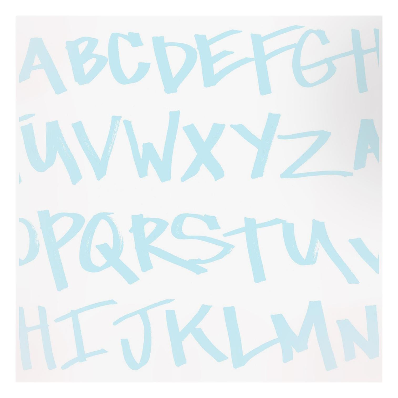 NYC Alphabet in Blue Colorway on Smooth Wallpaper For Sale